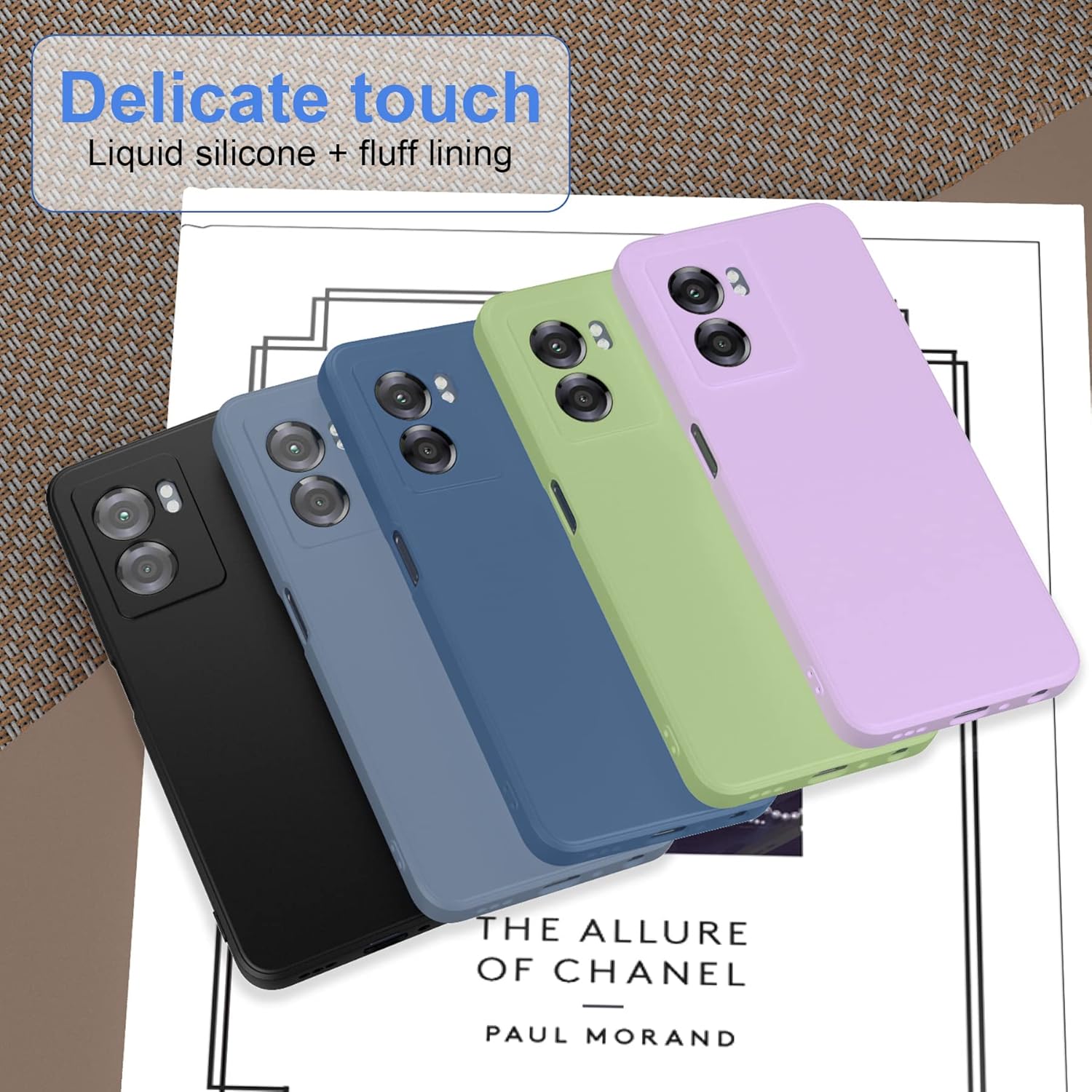 Foluu Funda de silicona para OnePlus Nord N300, funda protectora de goma de gel líquido con forro de microfibra suave, carcasa rígida delgada a
