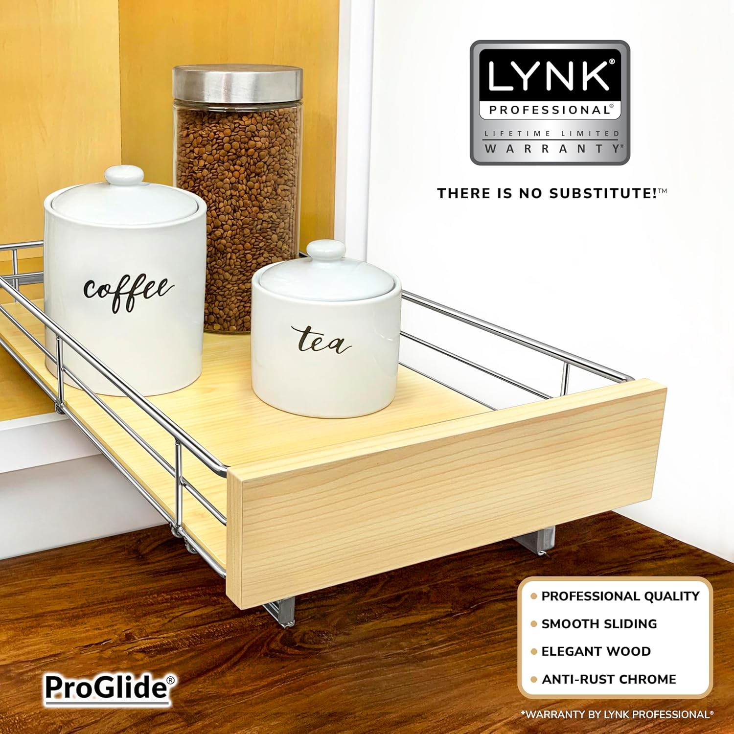 Lynk Professional Select – Cajón organizador desplegabledeslizante de 11 x 21 pulgadas para gabinetes de cocina, despensa, ollas, sartenes, de