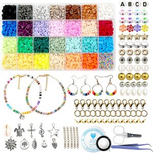 Woixiow Cuentas de arcilla, 5500 cuentas de arcilla polimérica para hacer pulseras, cuentas de arcilla de 28 colores para kit de fabricación de Woixiow Cuentas de arcilla, 5500 cuentas de arcilla polimérica para hacer pulseras, cuentas de arcilla de 28 colores para kit de fabricación de