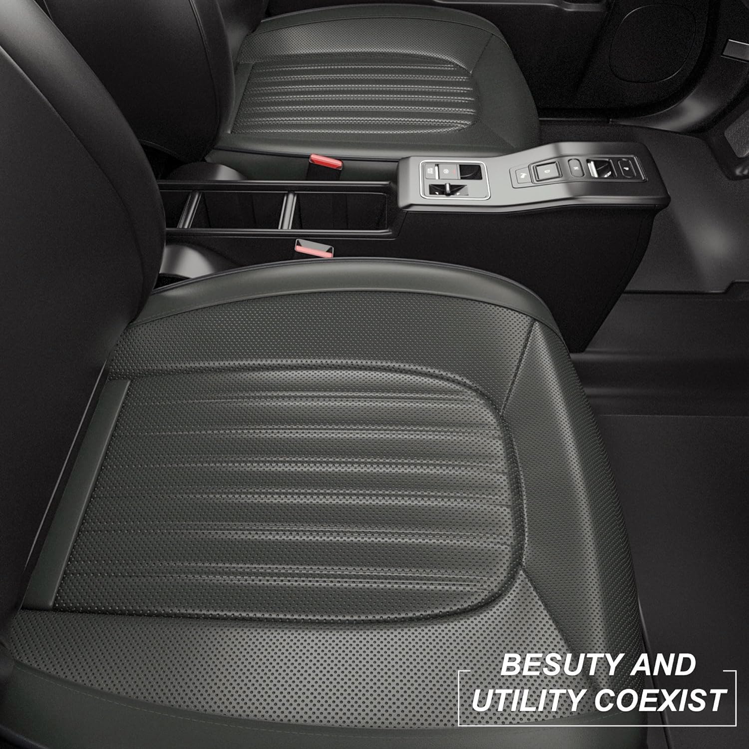 2 fundas ZC para asiento de automóvil, fundas de cojín para asiento delantero y inferior, piel de napa impermeable, antideslizantes y envolventes