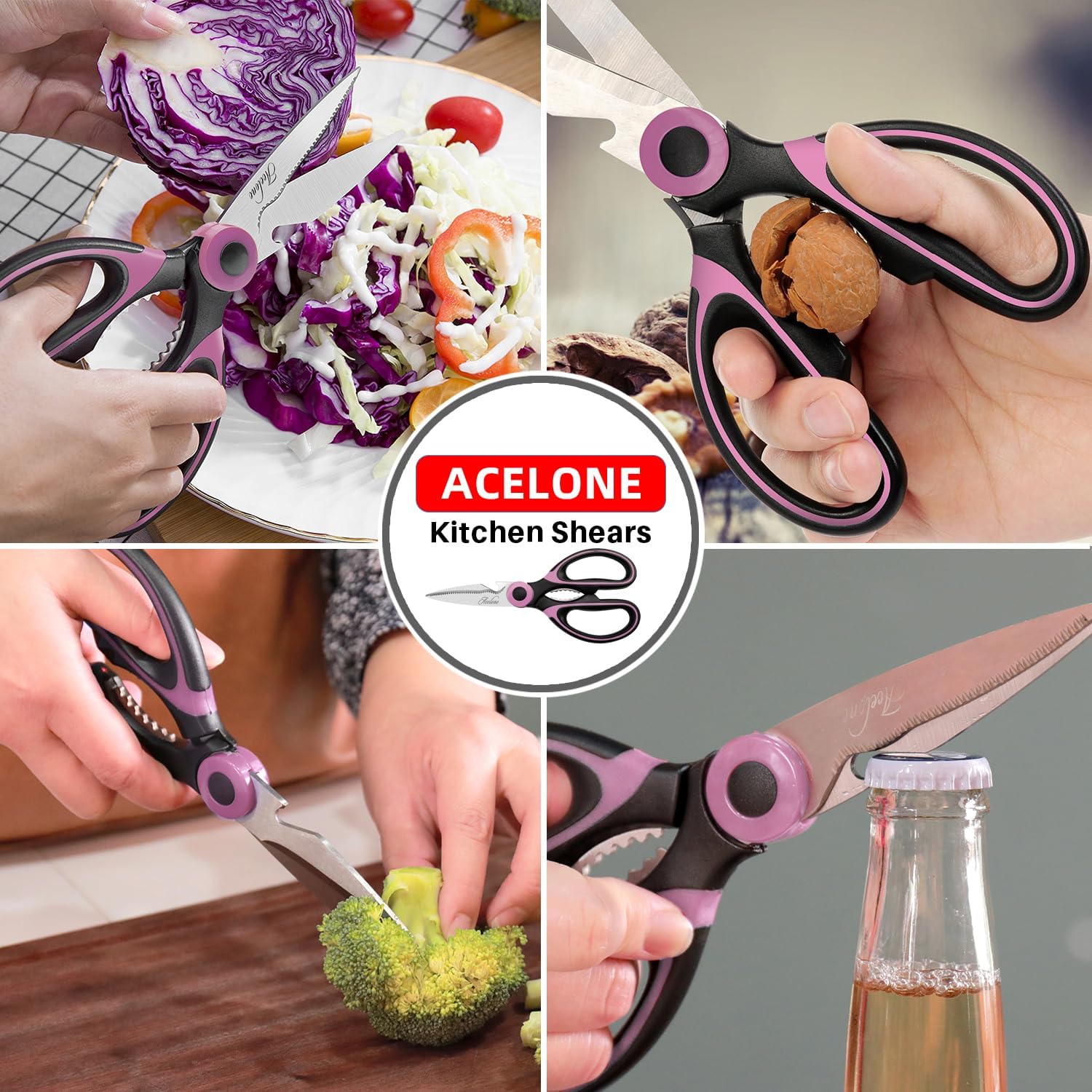 Acelone – Tijeras de cocina de alta calidad, resistentes ultra afiladas, de acero inoxidable, multifunción, para pollo, aves de corral, pescado,