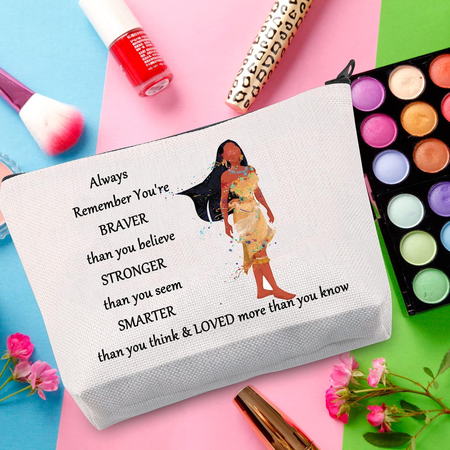 WZMPA Bolsa de maquillaje cosmética de princesa india, regalo para fanáticos de la película de princesa, regalo You Are Braver Stronger Smarter Than