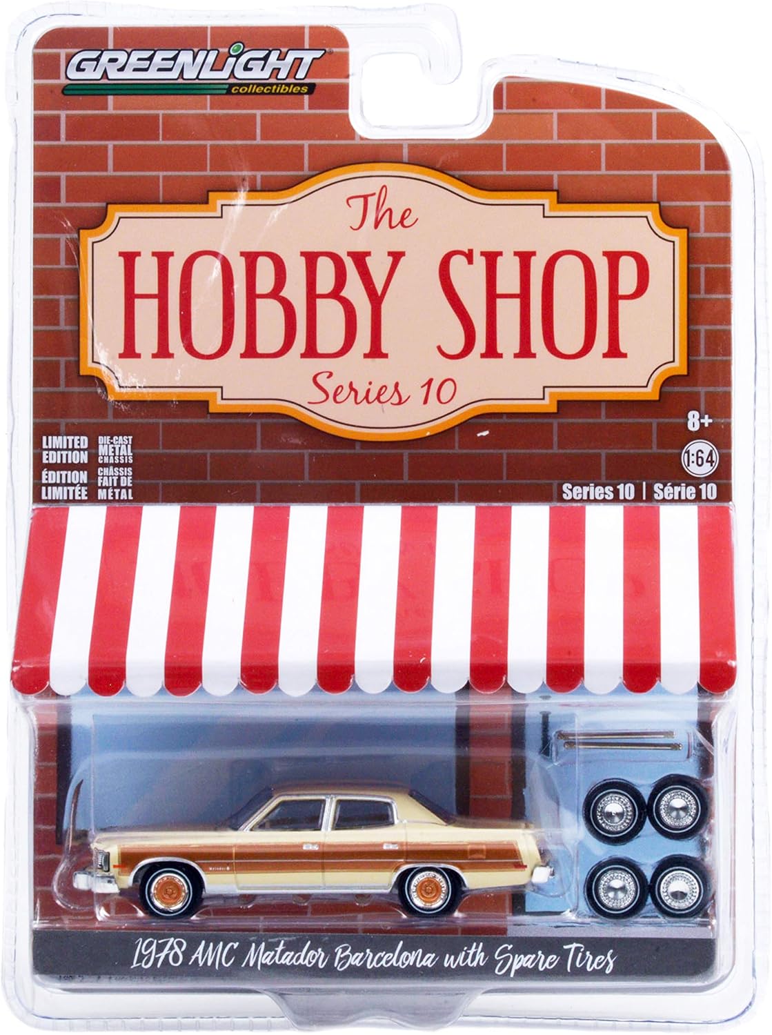 1978 AMC Matador Barcelona Sand Tan y Golden Ginger con neumáticos de repuesto The Hobby Shop Series 10 164 Modelo de automóvil fundido a presión