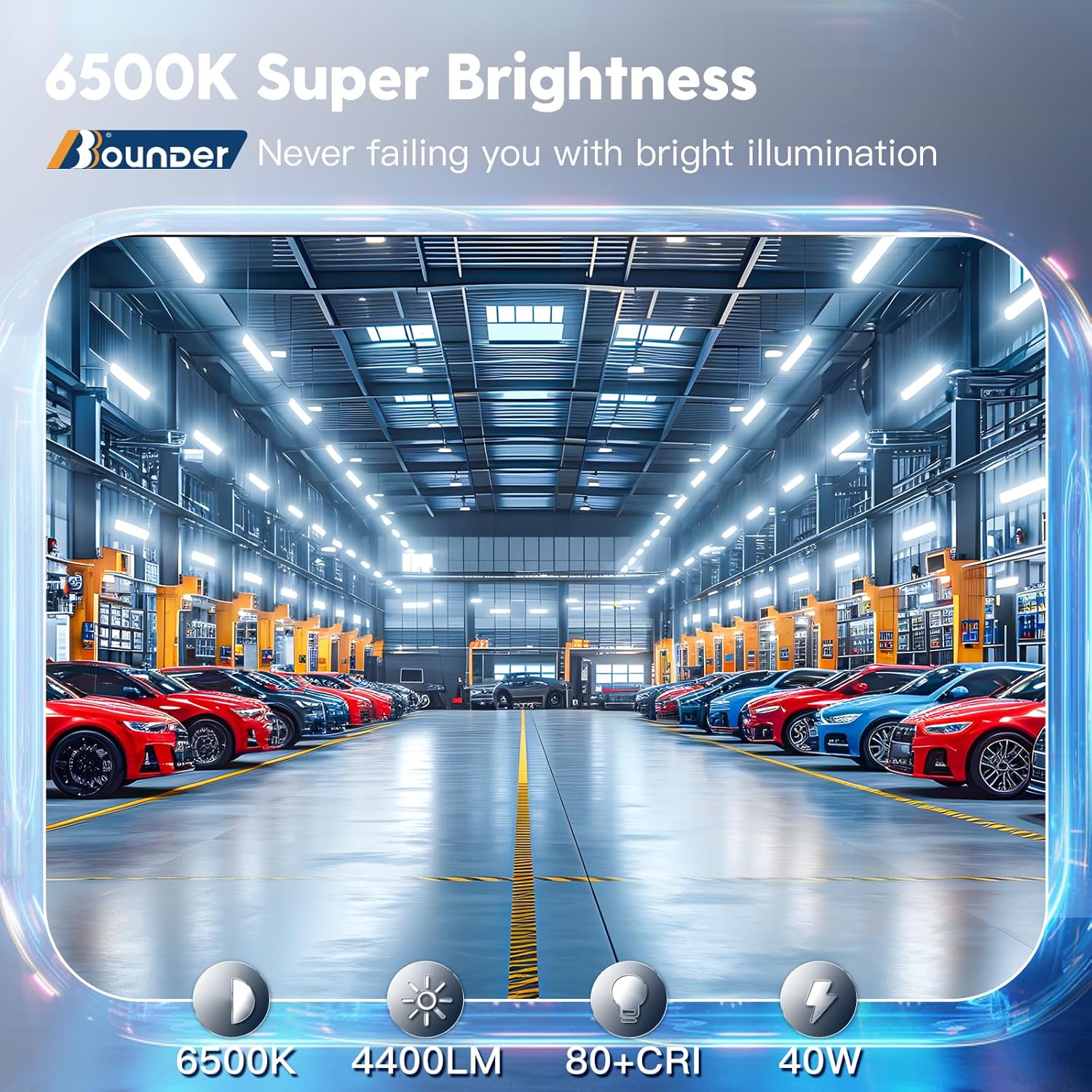 BBOUNDER Paquete de 10 luces LED enlazables para tienda con reflector, luz fría superbrillante de 6500 K, 4400 LM, 4 pies, accesorio integrado de 48