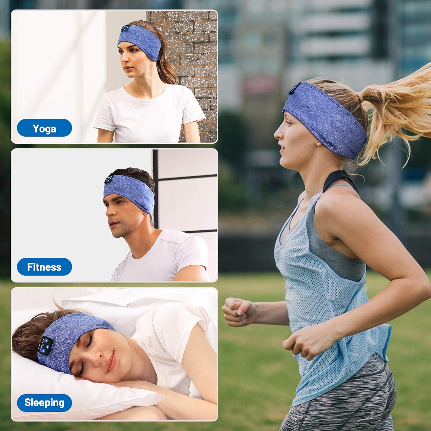 Perytong Auriculares deportivos Bluetooth para dormir, auriculares deportivos Bluetooth con altavoces estéreo HD ultrafinos perfectos para dormir,