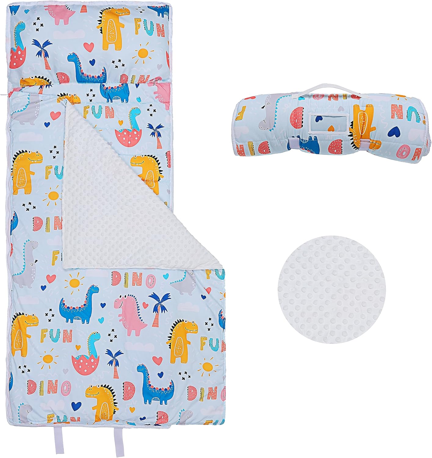 Saco de dormir para niños con almohada extraíble y manta, extra grueso, grande, 2 en 1, para niños y niñas, tapete para siesta para preescolar,