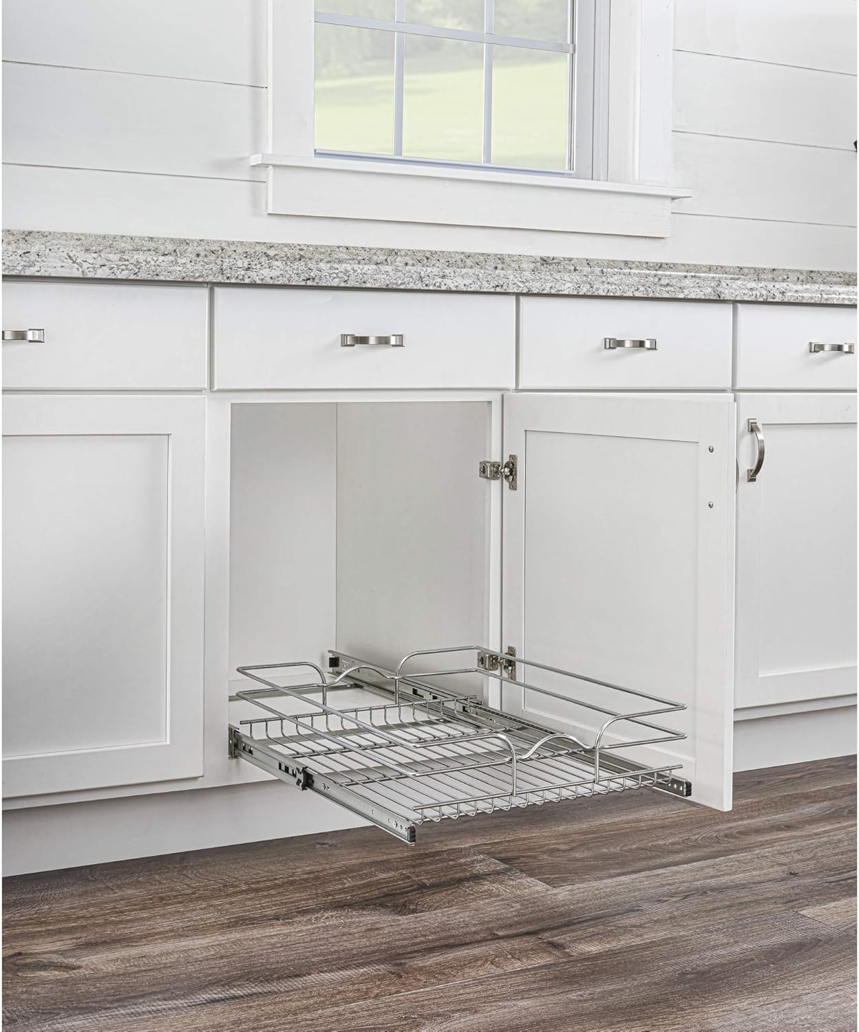 Rev-A-Shelf Kitchen Cabinet Pull Out Shelf and Drawer Organizer Slide Out Pantry Storage Basket in Multiple Sizes, 15 x 20 In, 5WB1-1520CR-1