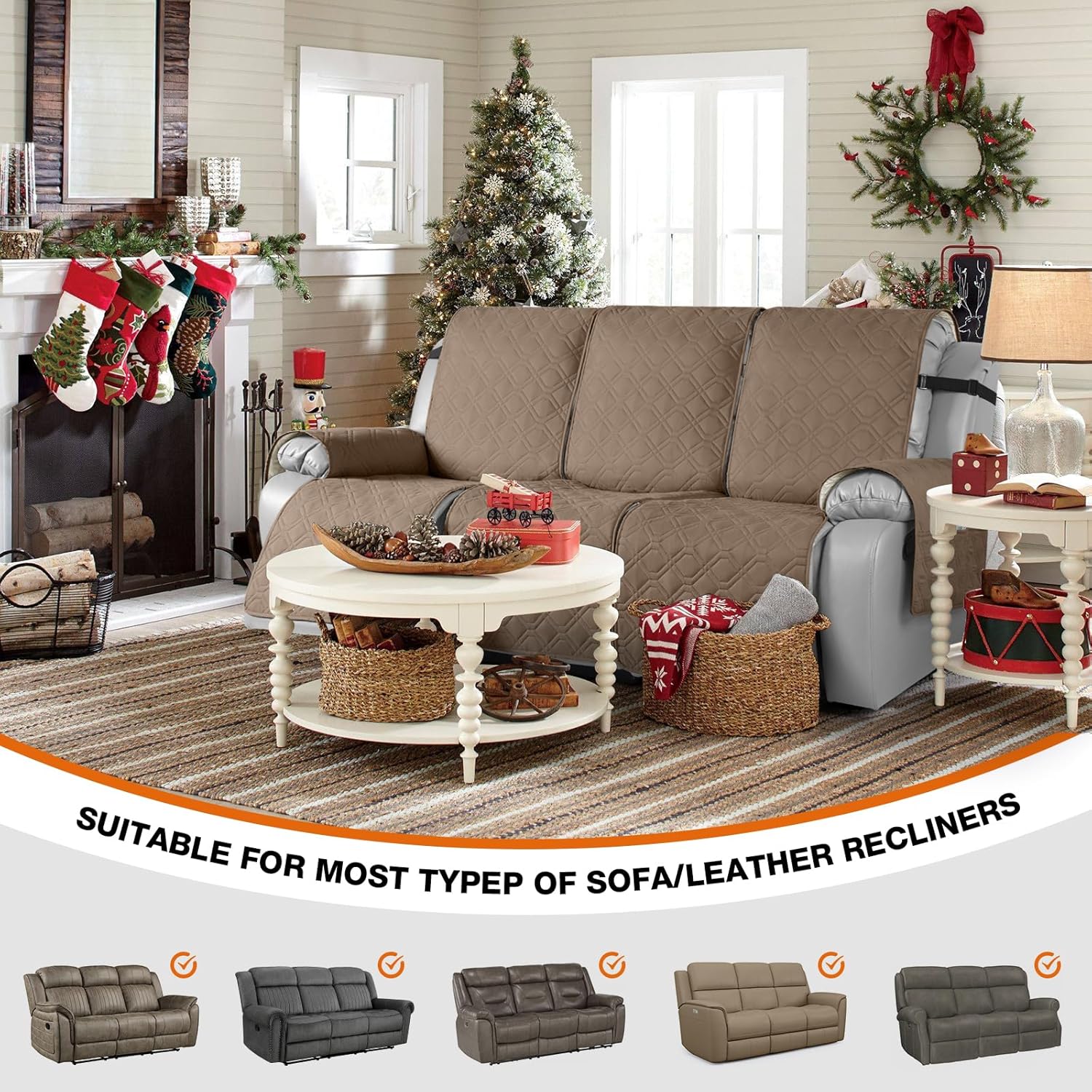 VANSOFY Fundas impermeables para sofá reclinable, fundas para sofá, fundas lavables para sofá reclinable, protector antideslizante de muebles con