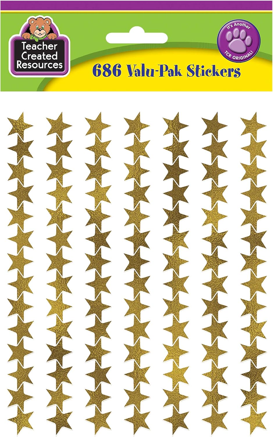 Teacher Created Resources Pegatinas de estrella de lámina dorada Valu-Pak