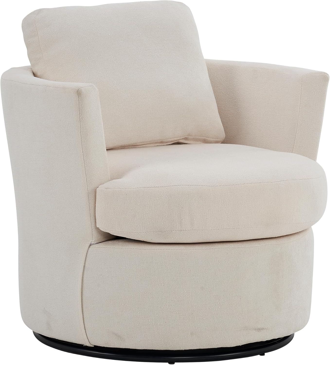 Suheww Silla decorativa giratoria, silla redonda de barril giratorio de 360 con almohadas para sala de estar, dormitorio, cómodo respaldo