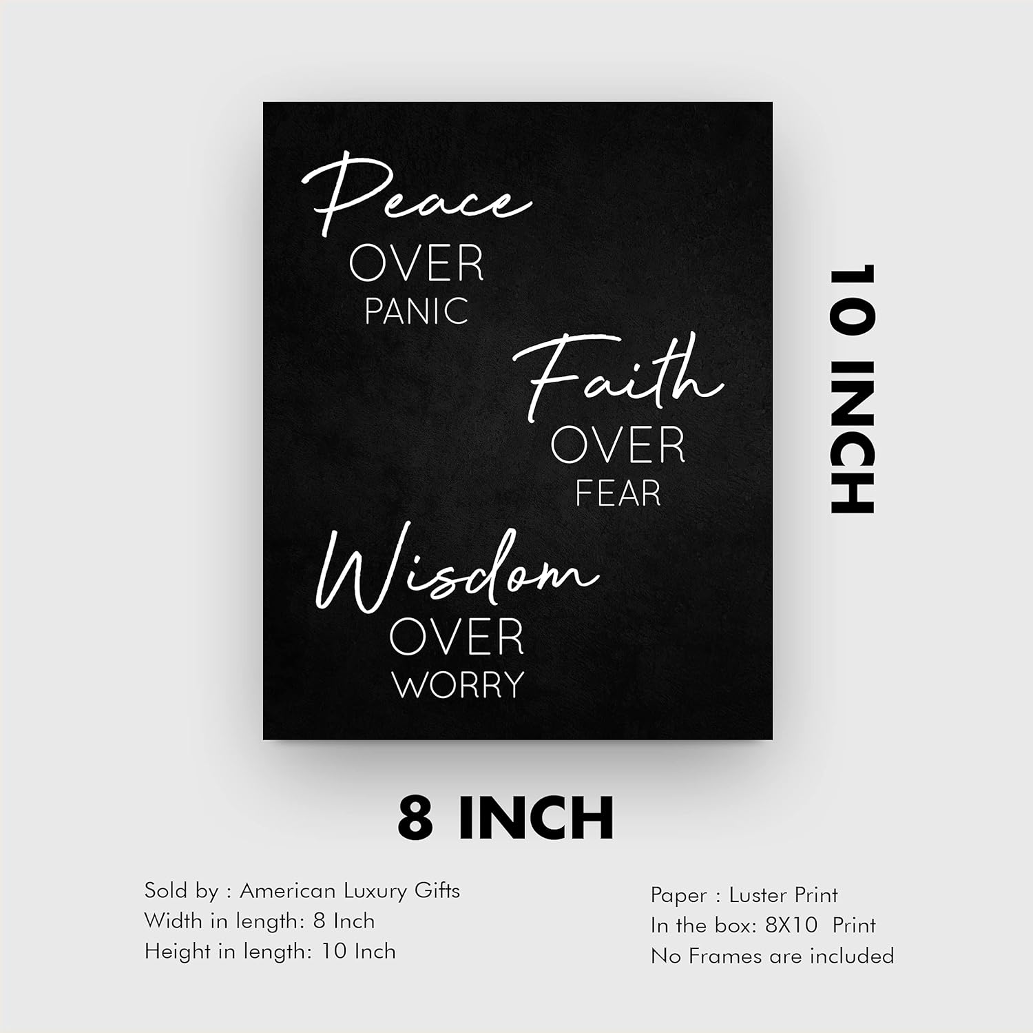 Peace, Faith & Wisdom- Christian Spiritual Wall Art. Modern Inspirational Wall Art Print. Ideal For Home Decor, Office Decor & Church Decor. Perfect