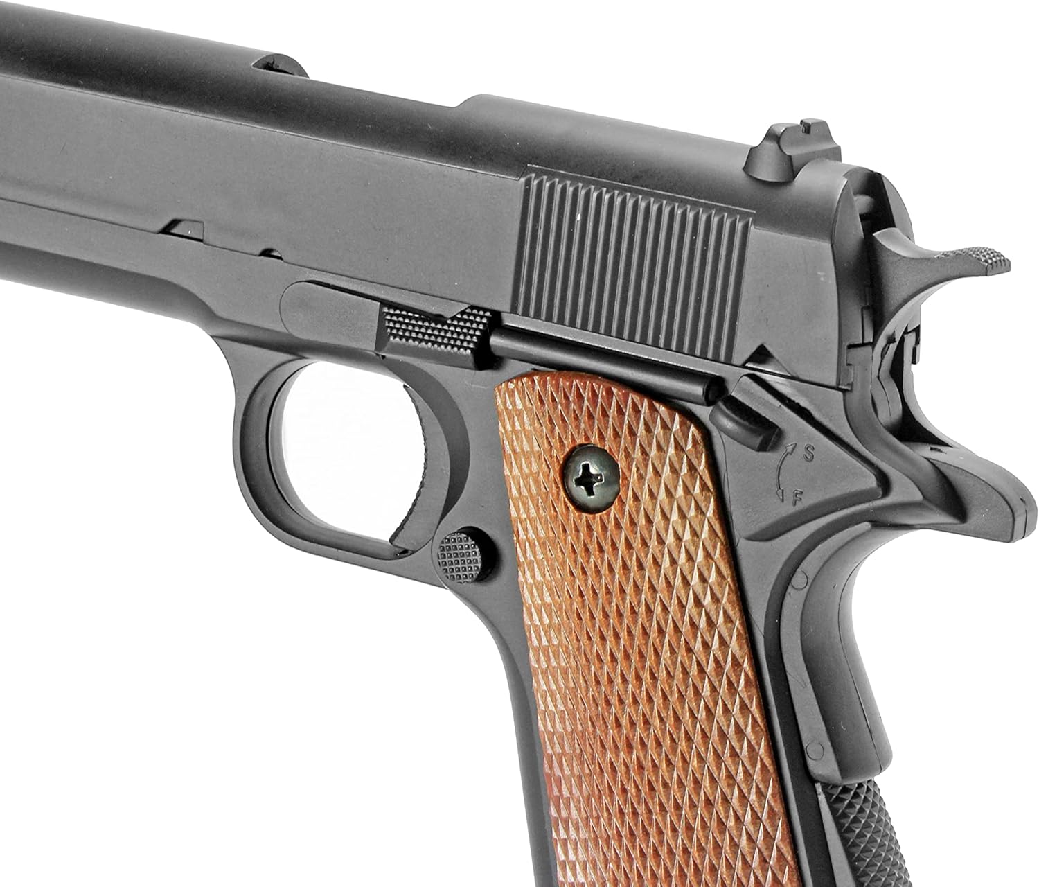 BBTac 1911 Airsoft Spring Pistol Airsoft Gun M21 High FPS con martillo de trabajo y agarre de seguridad Color madera