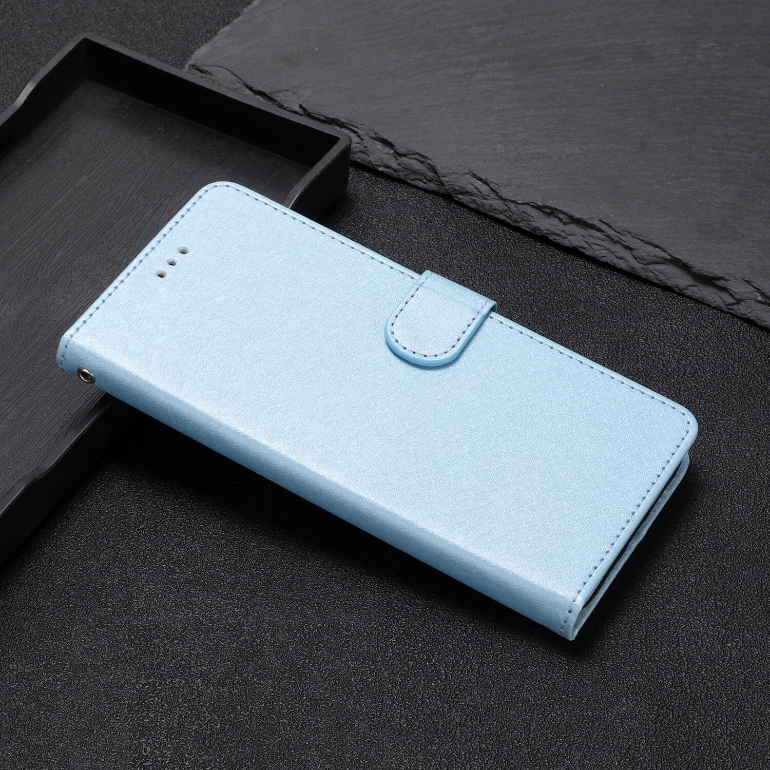 Compatible with Honor X7 Leather Case, Wallet Flip Case Book Design with Magnetic Closure Kickstand Card Slots Folio Cover -Blue