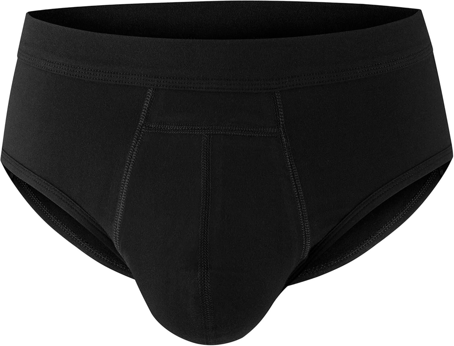 Ropa interior de algodón para incontinencia urinaria lavable y reutilizable para hombres, con zona frontal absorbente (XL, negro)