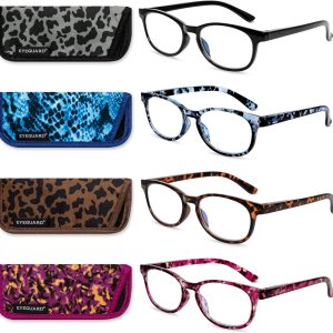 EYEGUARD Gafas de lectura con luz azul, paquete de 4 lectores de bisagra de resorte de moda para mujer EYEGUARD Gafas de lectura con luz azul, paquete de 4 lectores de bisagra de resorte de moda para mujer