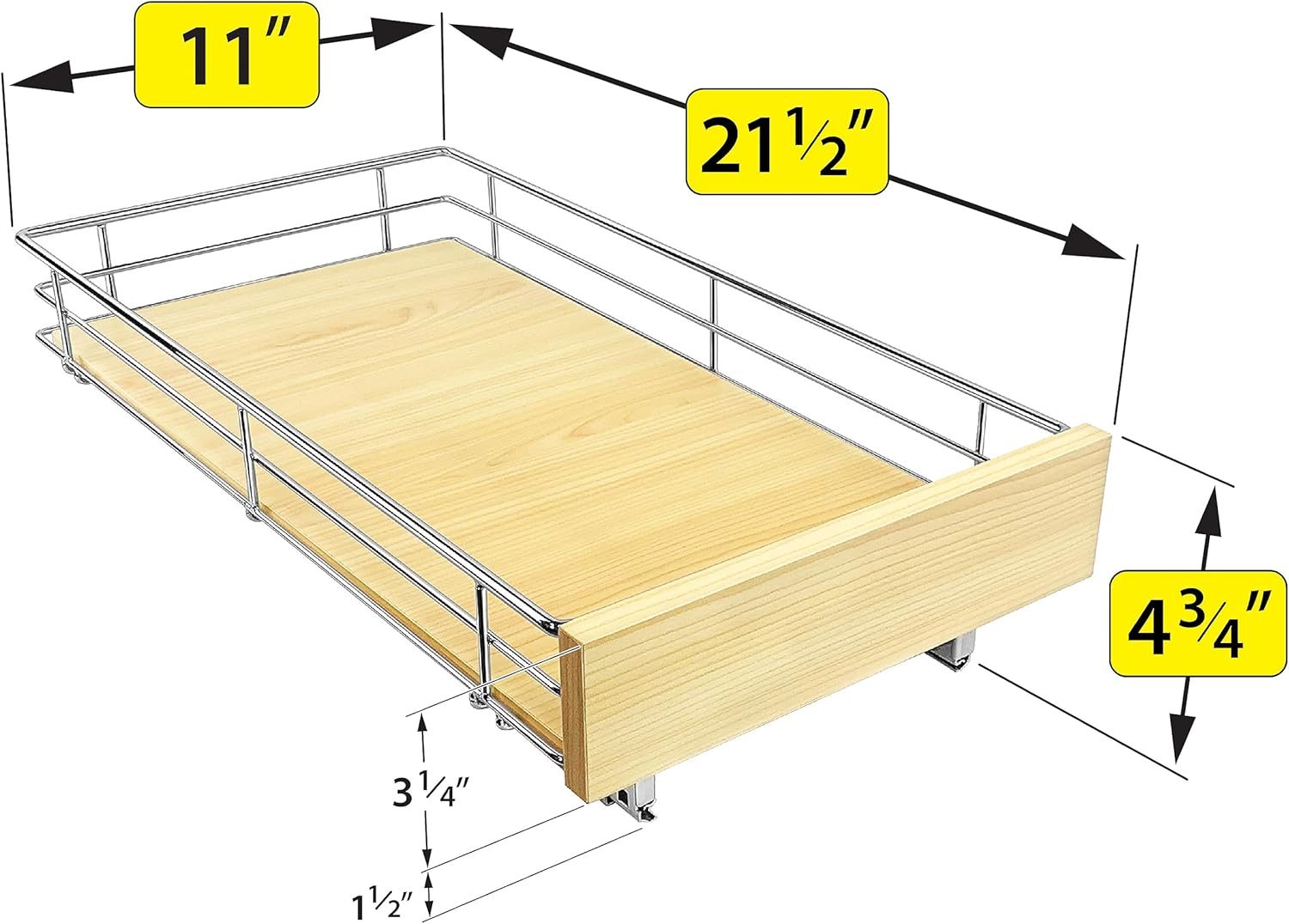 Lynk Professional Select – Cajón organizador desplegabledeslizante de 11 x 21 pulgadas para gabinetes de cocina, despensa, ollas, sartenes, de