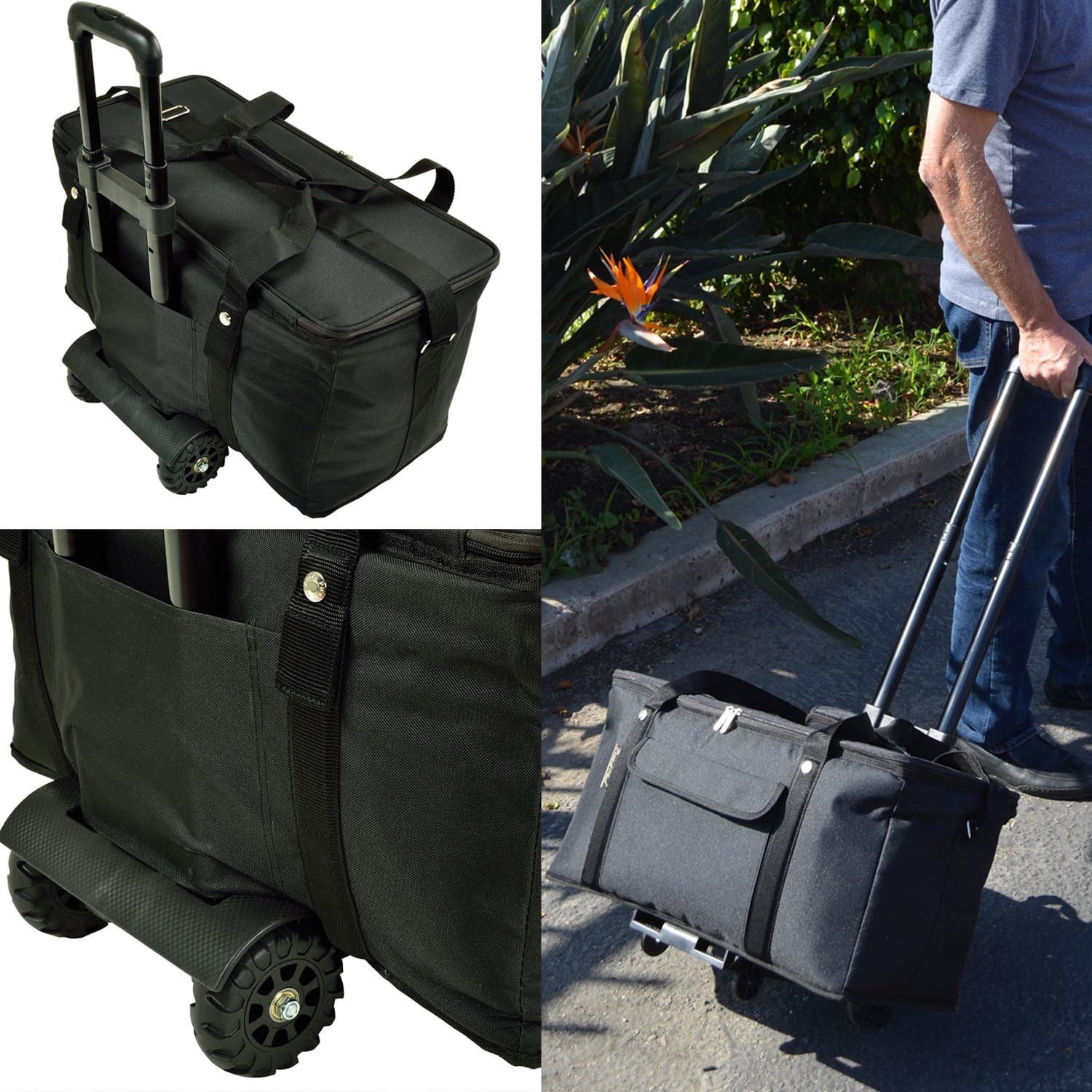 Black Knights – Enfriador de picnic de viaje con ruedas con licencia del ejército, capacidad para 64 latas, enfriador plegable a prueba de fugas,