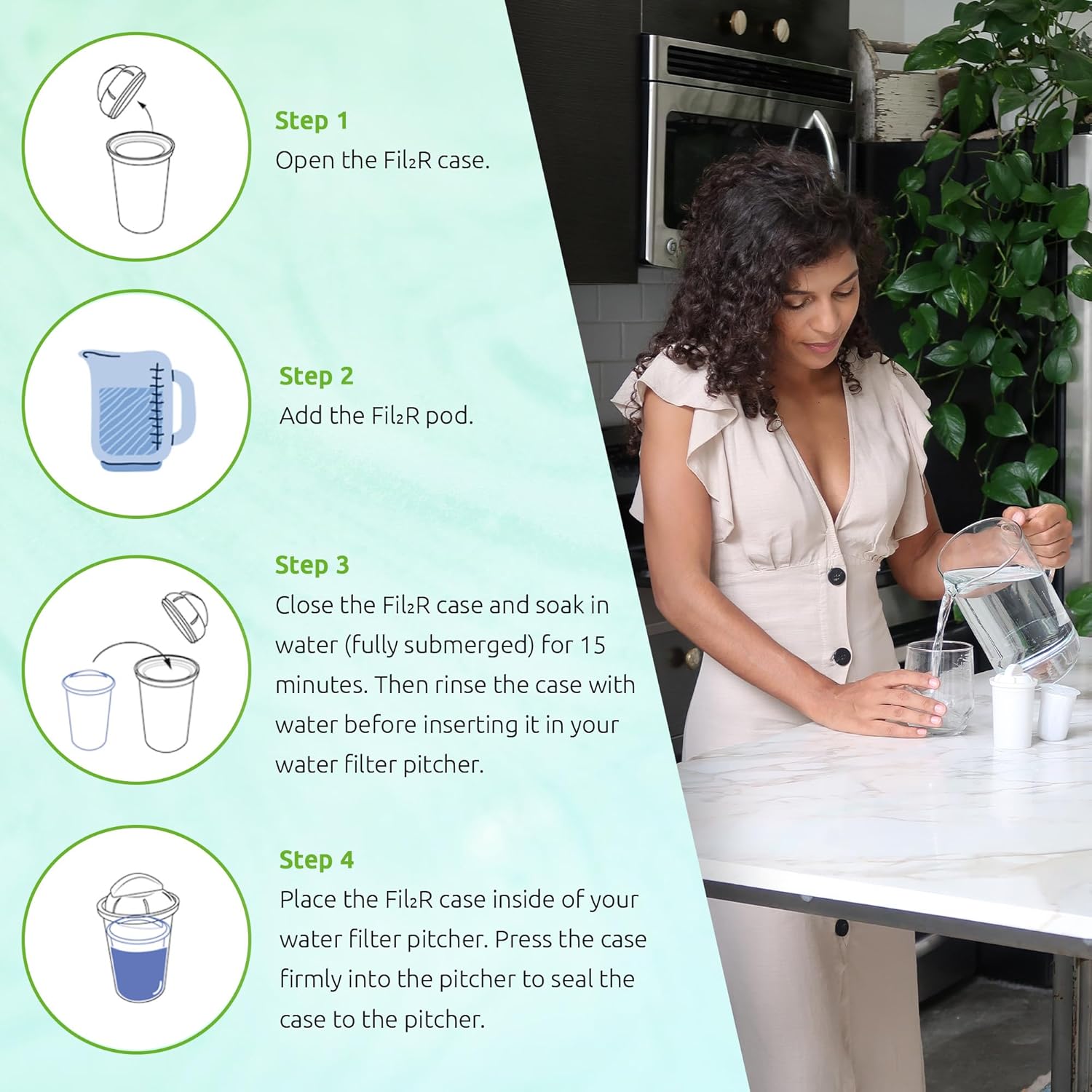 3 cápsulas de repuesto para purificador de agua dura para estuche FilR con carbón activado y resina iónica, cápsulas de filtro de agua dura de larga