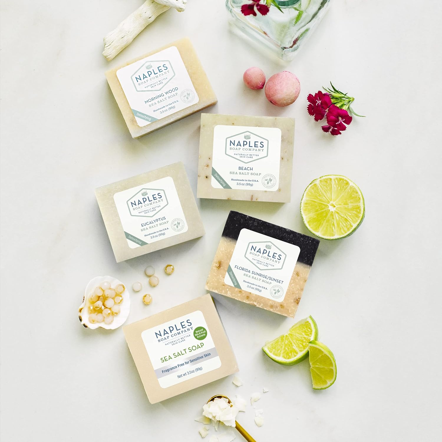 Naples Soap Company Barra de jabón de sal marina que equilibra el pH, exfolia e hidrata de forma natural, sin ingredientes nocivos, 3.5 onzas, brisa