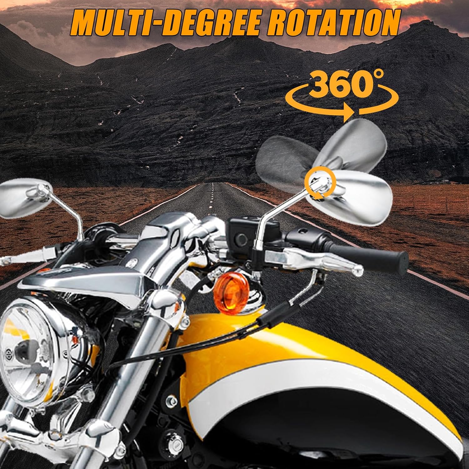 DREAMIZER Espejo de motocicleta cromado de 0.394 pulgadas (0.394 in), espejos laterales universales compatibles con Street Bike Scooter Cruiser
