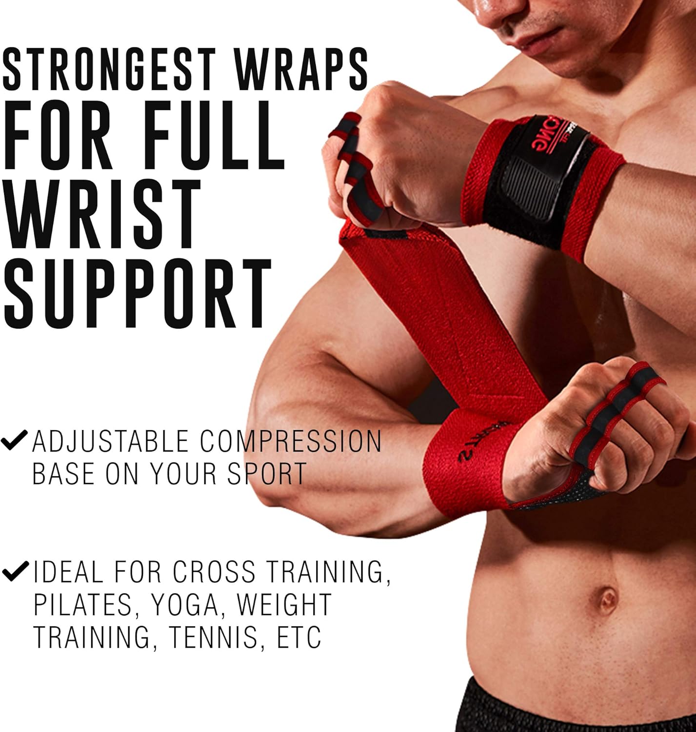 OHMY FIT Guantes de muñeca resistentes para hombre ideales para entrenamientos, gimnasio, peso muerto y crossfit con protección para la palma de la