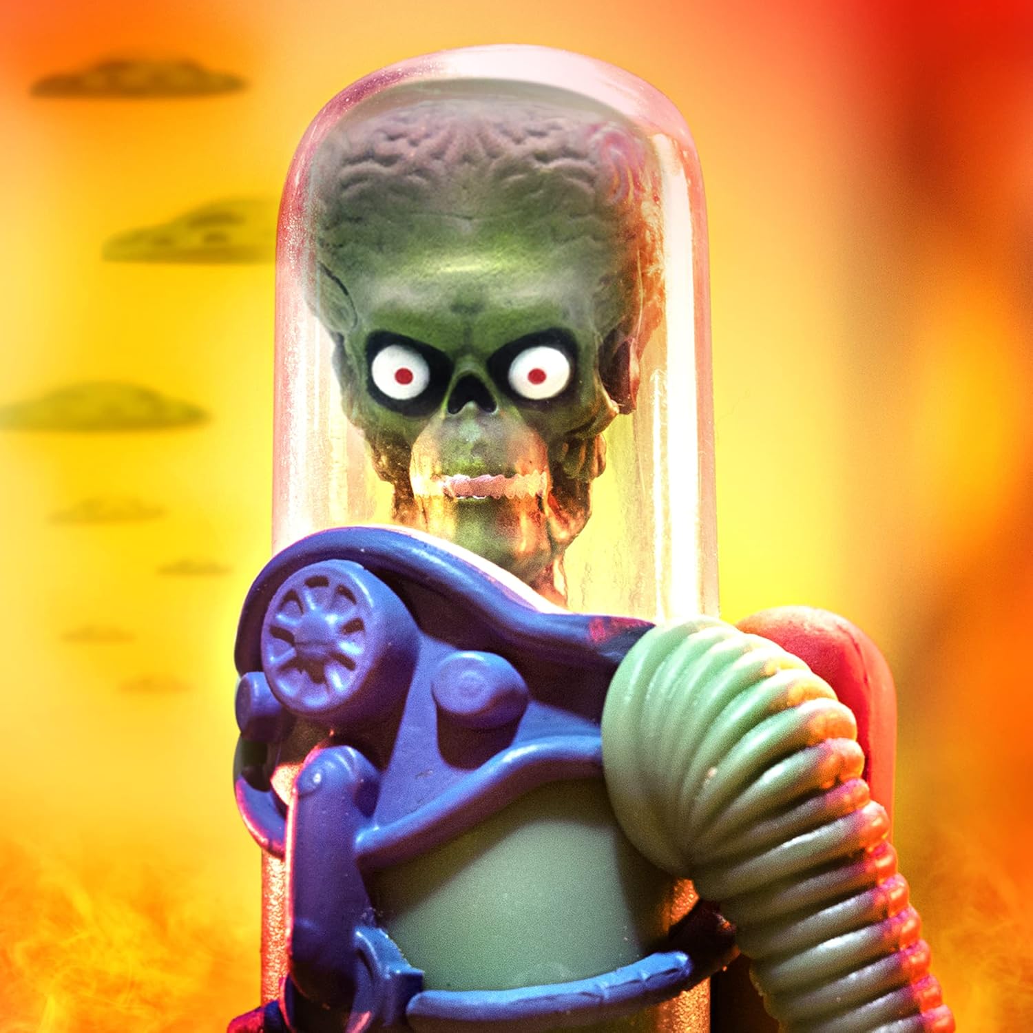 Super7 Mars Attacks Martian The Invasion Begins – Figura de acción de Mars Attacks de 3.75 pulgadas con accesorio, coleccionables vintage y juguetes
