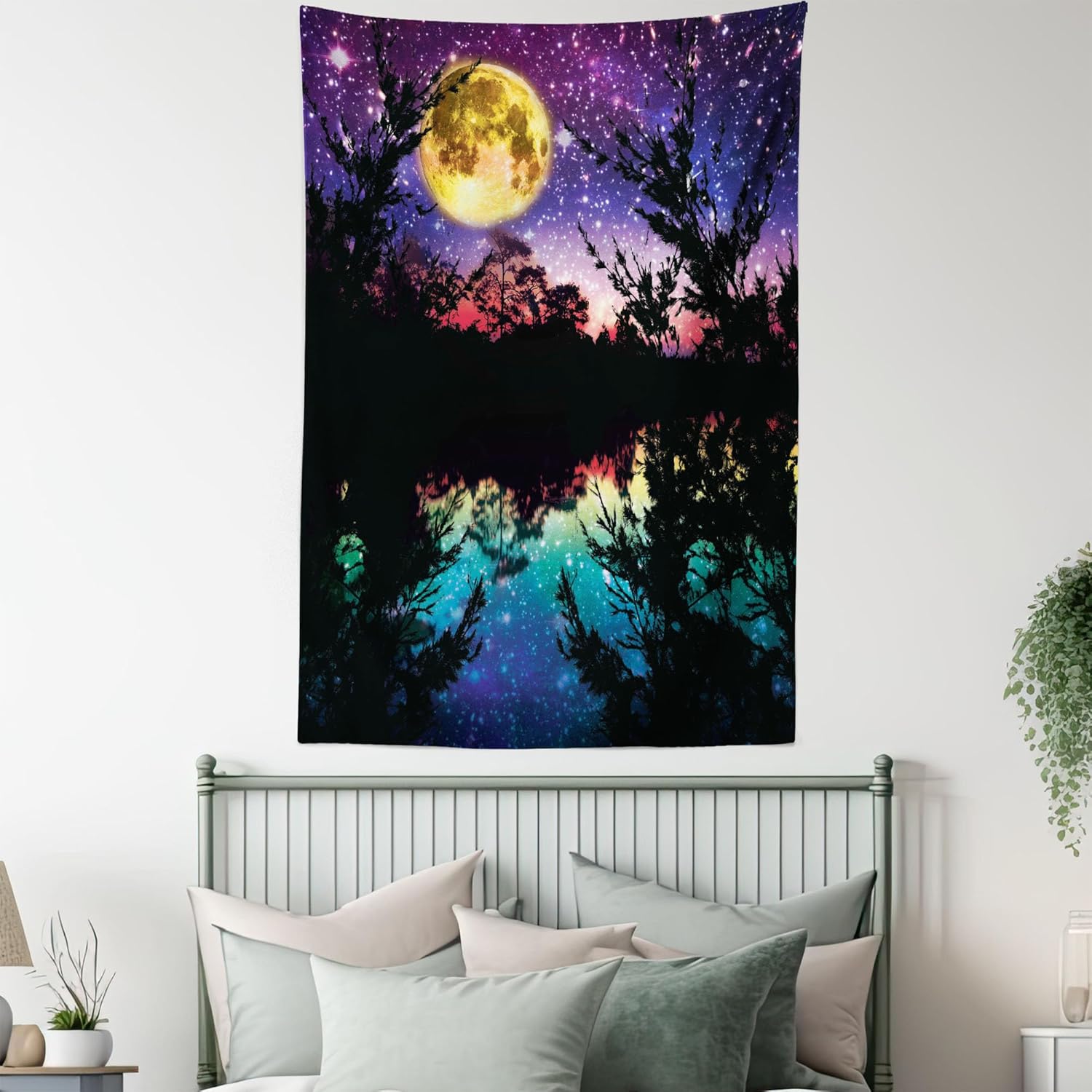 Colección Home Ambesonne, Paisajes de verano con flores púrpura en cascadas luz de sol, cuadro paraiso natural con luz de sol, cortina de ducha de