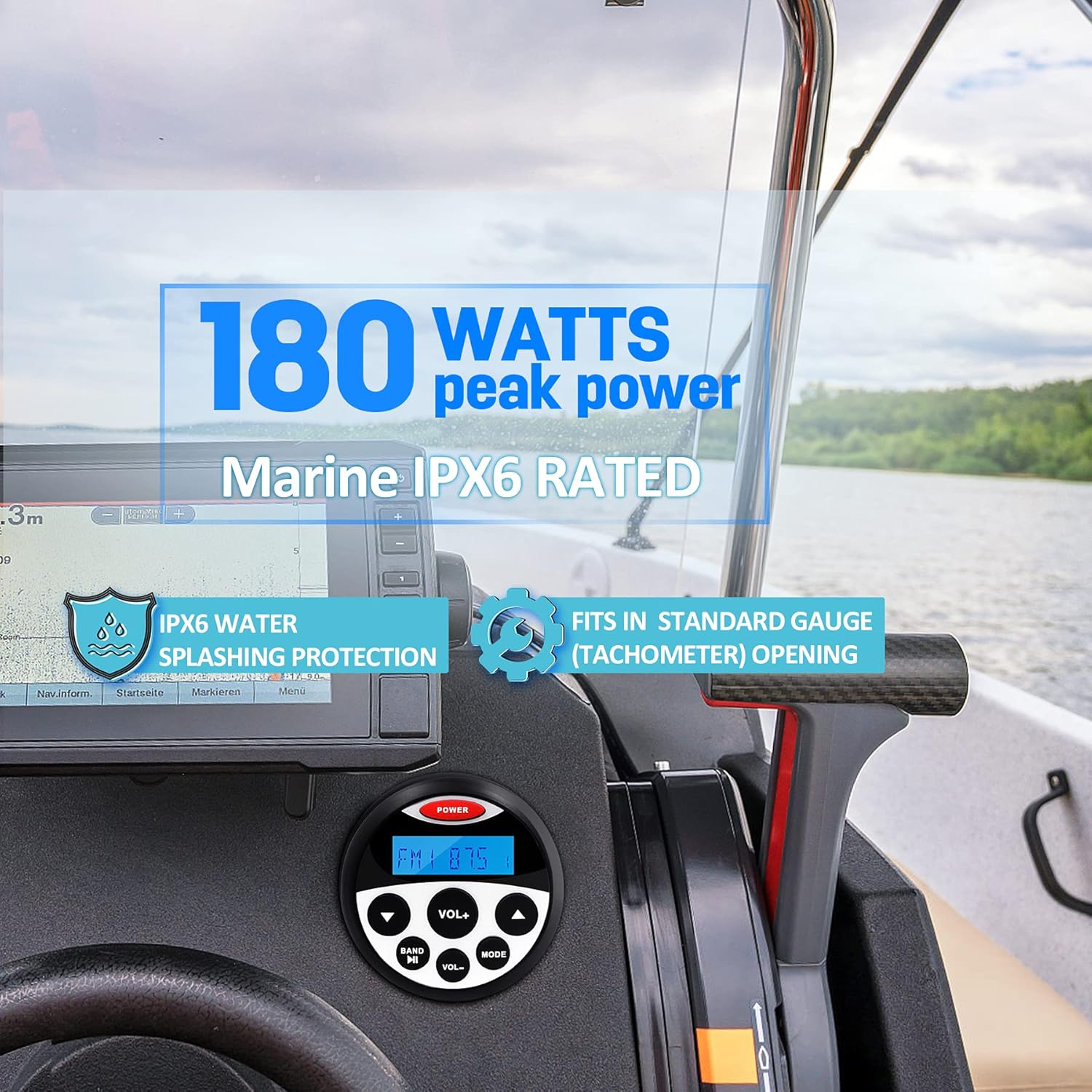 Boat Marine Audio System Stereo Receiver Paquete de altavoces – MP3 USB AM FM Radio marina impermeable con altavoz marino negro de 4 pulgadas y