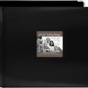 Pioneer T12JF-BK Carpeta de 3 anillos de cuero sintético cosido de 12 x 12 pulgadas color negro Pioneer T12JF-BK Carpeta de 3 anillos de cuero sintético cosido de 12 x 12 pulgadas color negro
