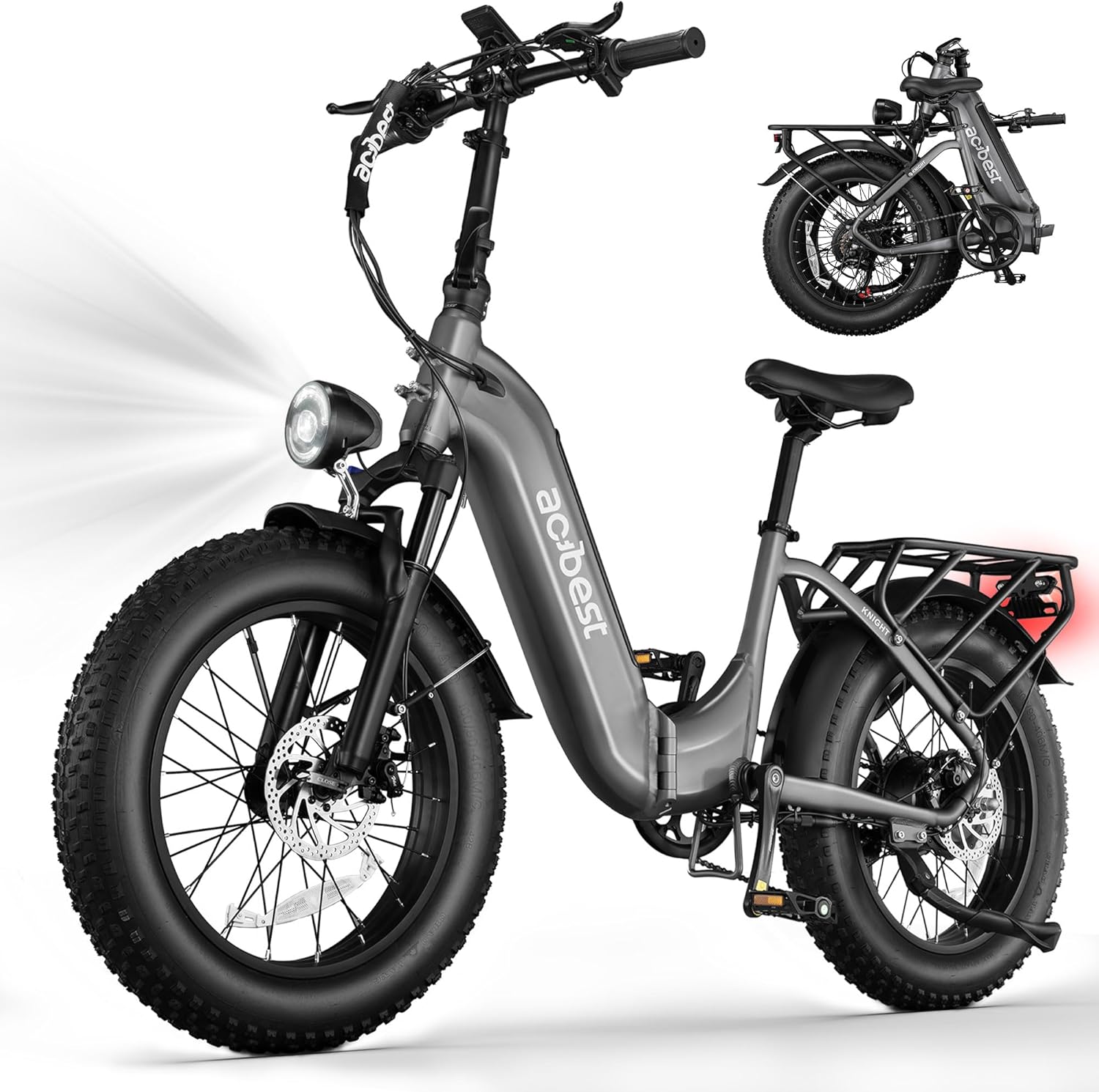 Bicicleta eléctrica para adultos, bicicletas eléctricas de 20 pulgadas x 4 con motor sin escobillas de pico de 1000 W, batería extraíble de 48 V y