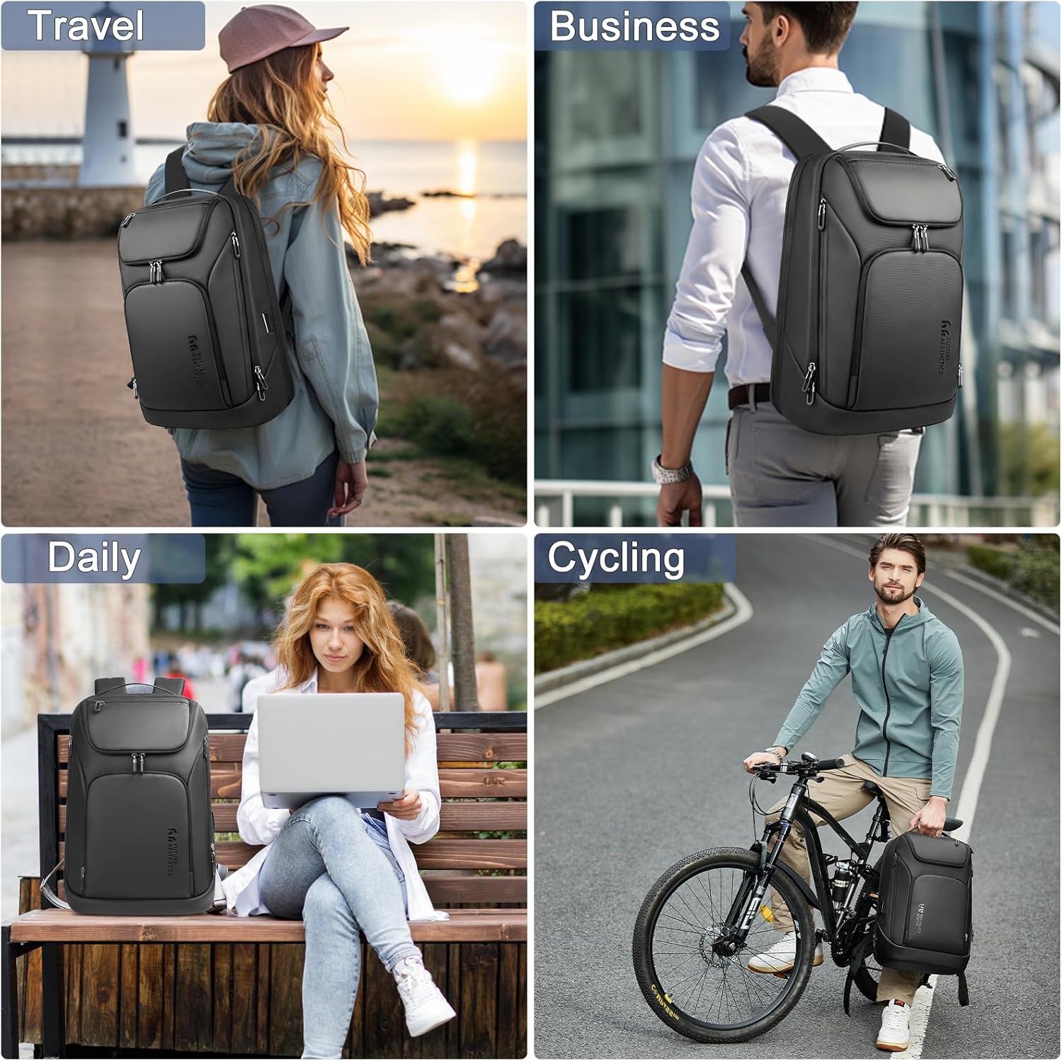 Mochila de negocios para hombre, mochilas antirrobo inteligentes para laptop de 17.3 pulgadas con puerto de carga USB, resistente al agua, mochila