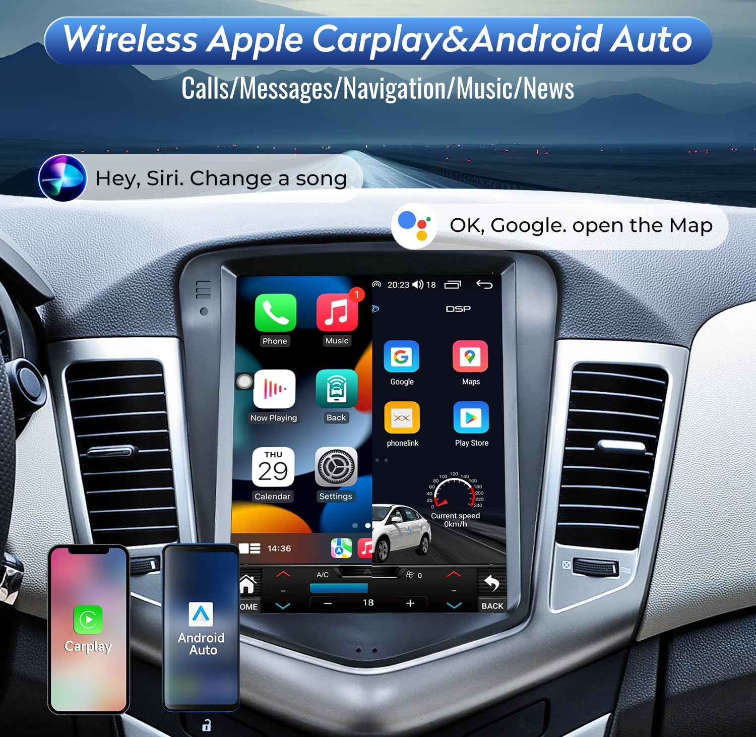 5G WiFi 4+32 GB Radio de coche para Chevrolet Chevy Cruze 2009-2015 2016 Limited 10.4 pulgadas Octa Core Tesla estilo coche estéreo IPS pantalla
