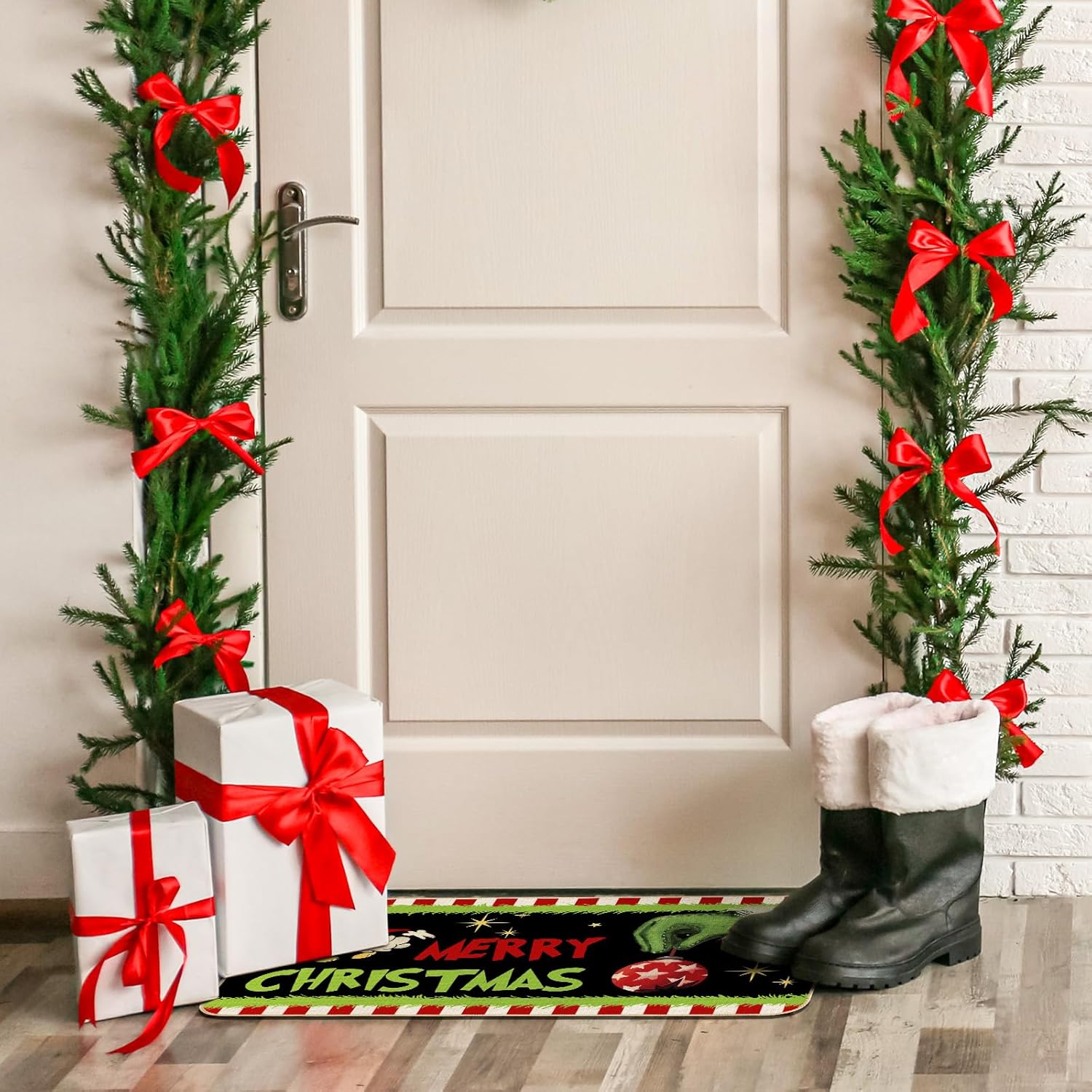 AnyDesign – Tapete de feliz Navidad, divertido personaje de dibujos animados, antideslizante, para puerta delantera, interior y exterior, cocina,