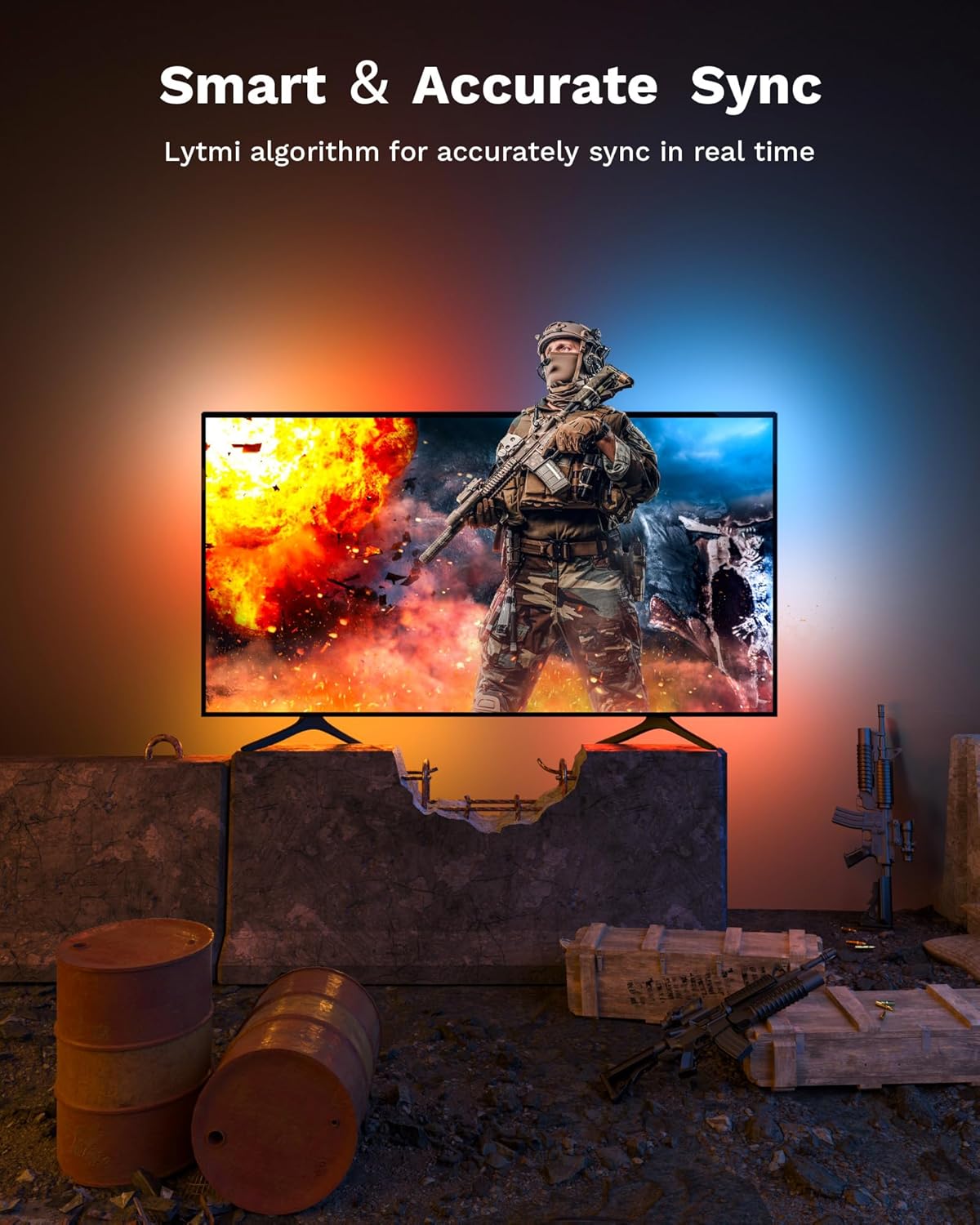 Lytmi Fantasy 3 Kit de retroiluminación de TV HDMI 2.1 con caja de sincronización retroiluminación Wi-Fi para 86  120 pulgadas 8K 60Hz TV luces de