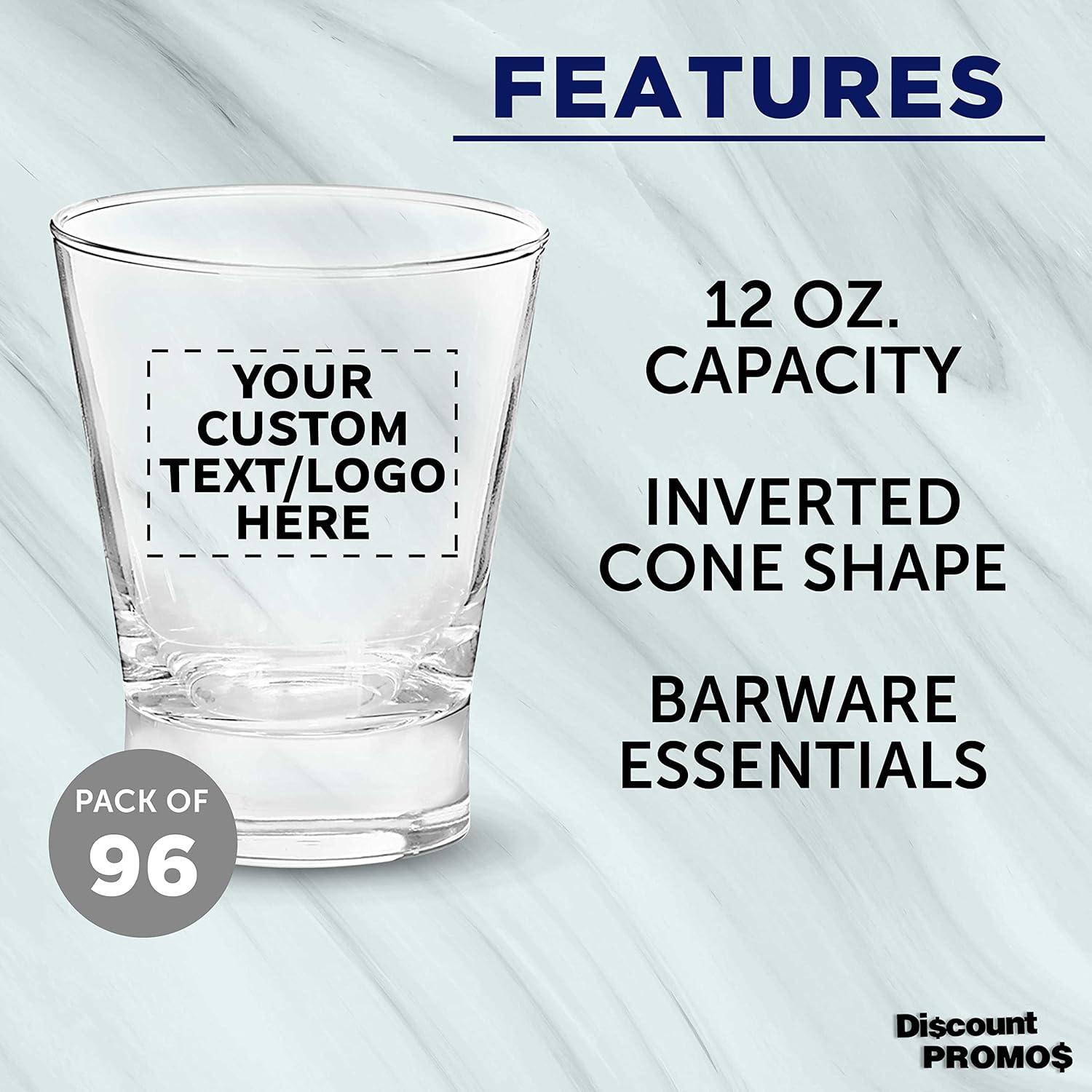 Vasos de whisky con logotipo personalizado, 12 onzas, juego de 96, paquete personalizado a granel, perfecto para whisky, bourbon, cóctel,