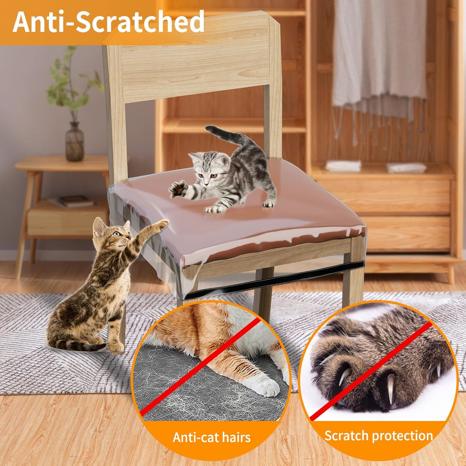 STARTWO Paquete de 4 fundas de plástico para sillas de comedor, fundas de plástico impermeables y reutilizables para asientos de PVC suave, fundas