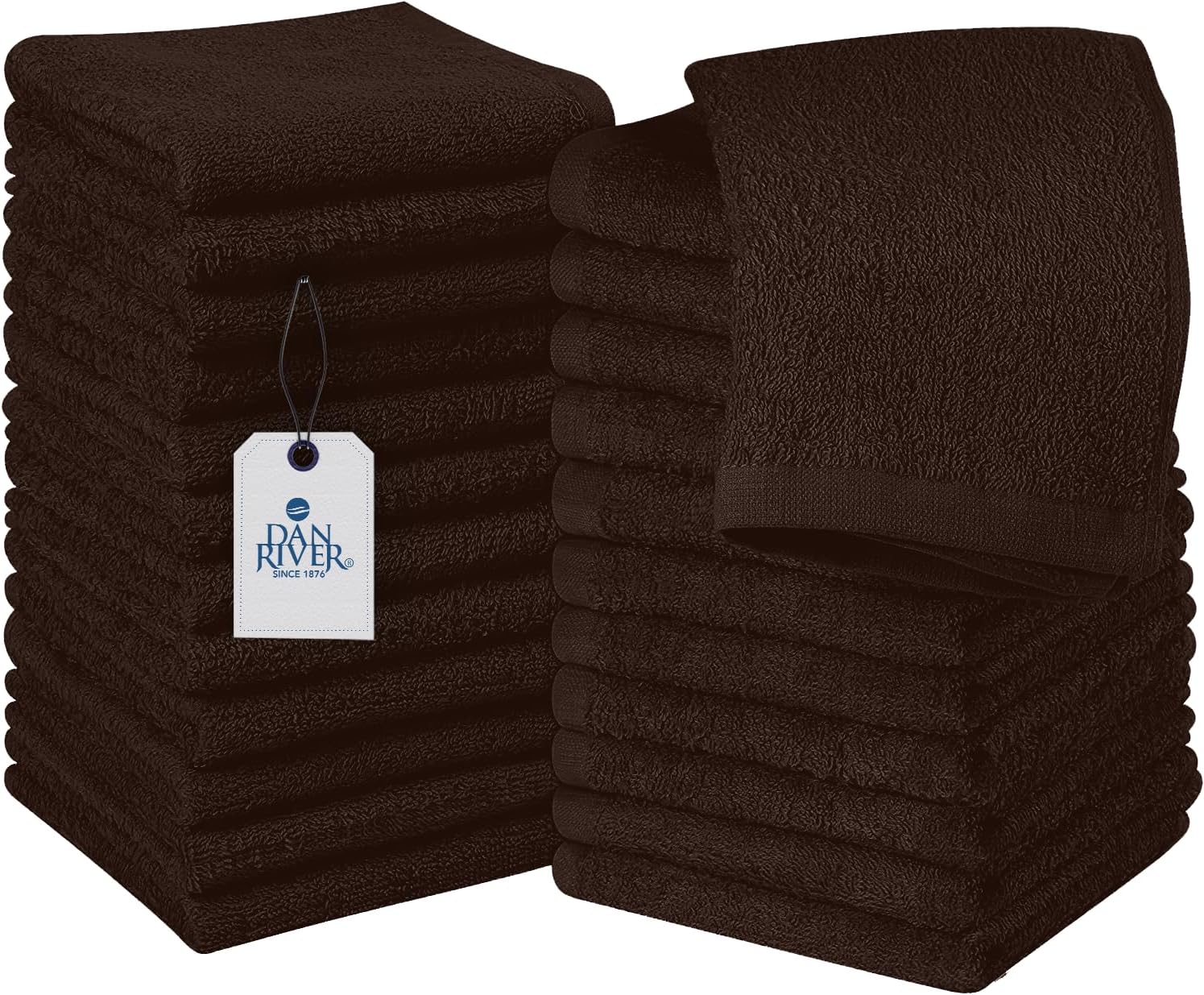 DAN RIVER Paquete de 24 paños 100% algodón de alta calidad, secado rápido y altamente absorbentes, para baño, manos, cocina y limpieza, 12 x 12