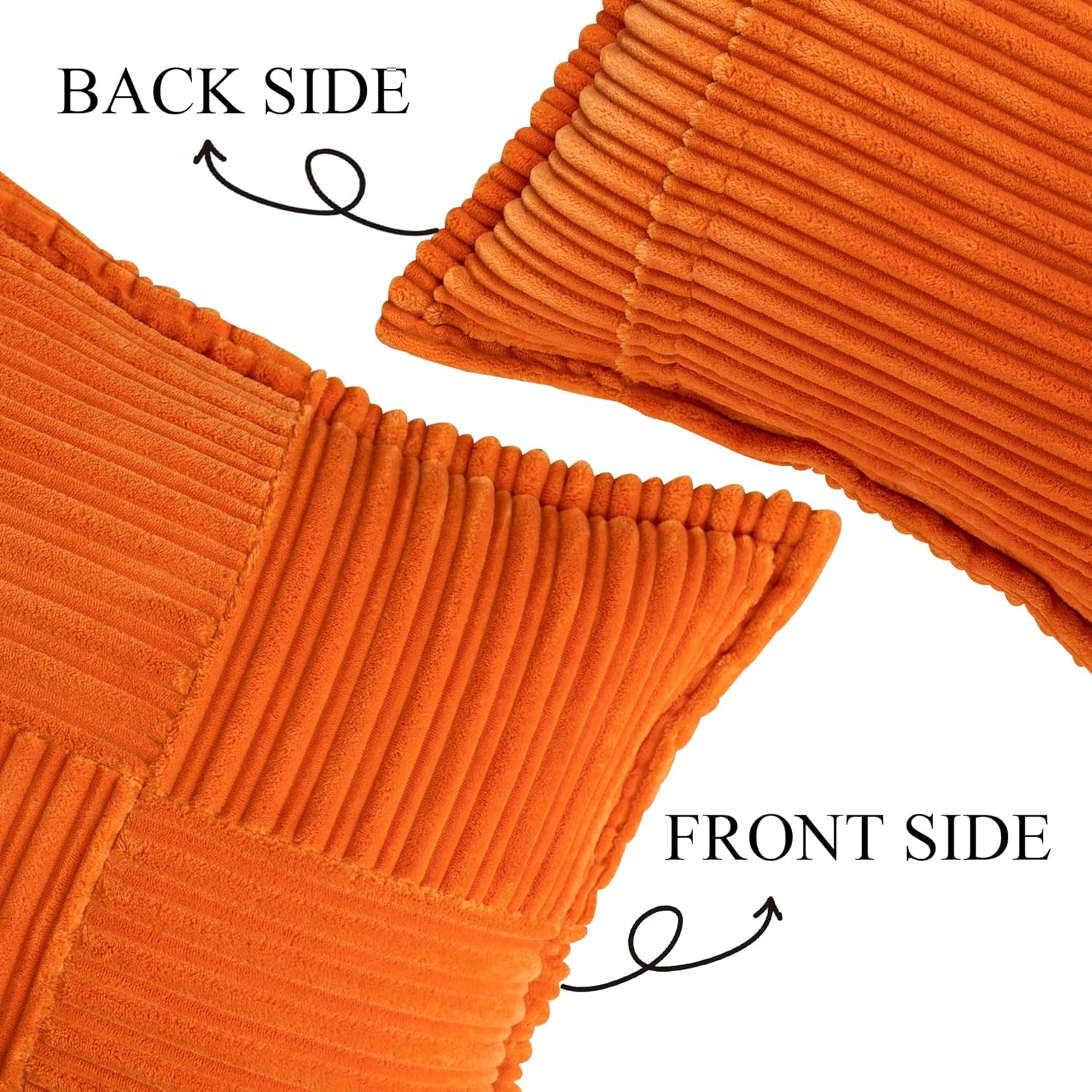 UGASA – Juego de 2 fundas de almohada de pana súper suave con textura de rayas para otoño, fundas de cojín decorativas con costado ancho para casa