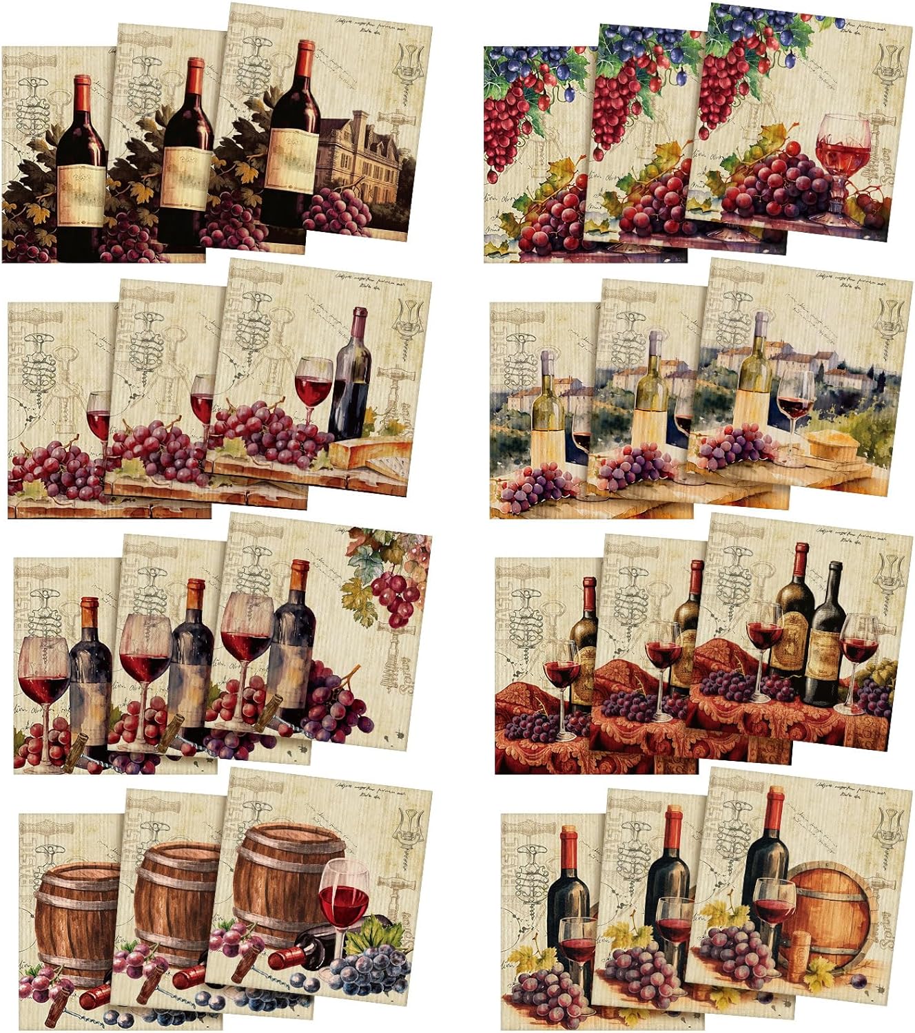 24 paños de cocina suecos, paños de cocina de Navidad, reutilizables, esponjas, paños de limpieza, toallitas absorbentes, lavables, trapos de secado