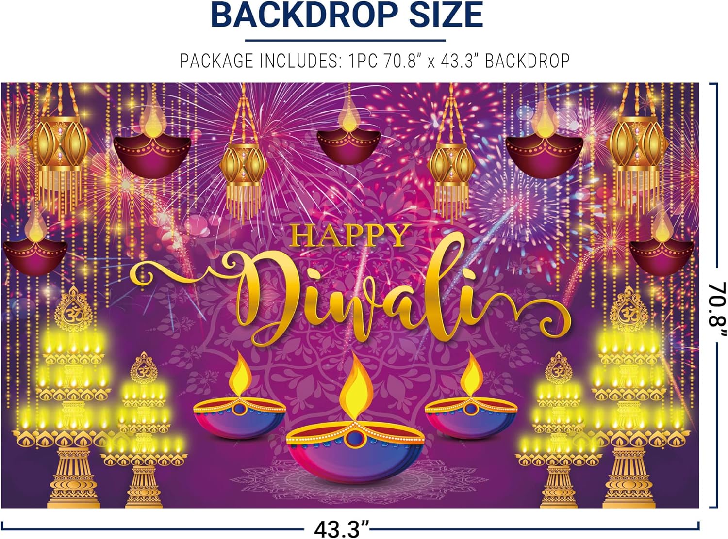 Allenjoy Fondo de festival de Happy Diwali morado para fotografía, fotos, suministros de fiesta hindú Deepavali, decoración de pared para el hogar,