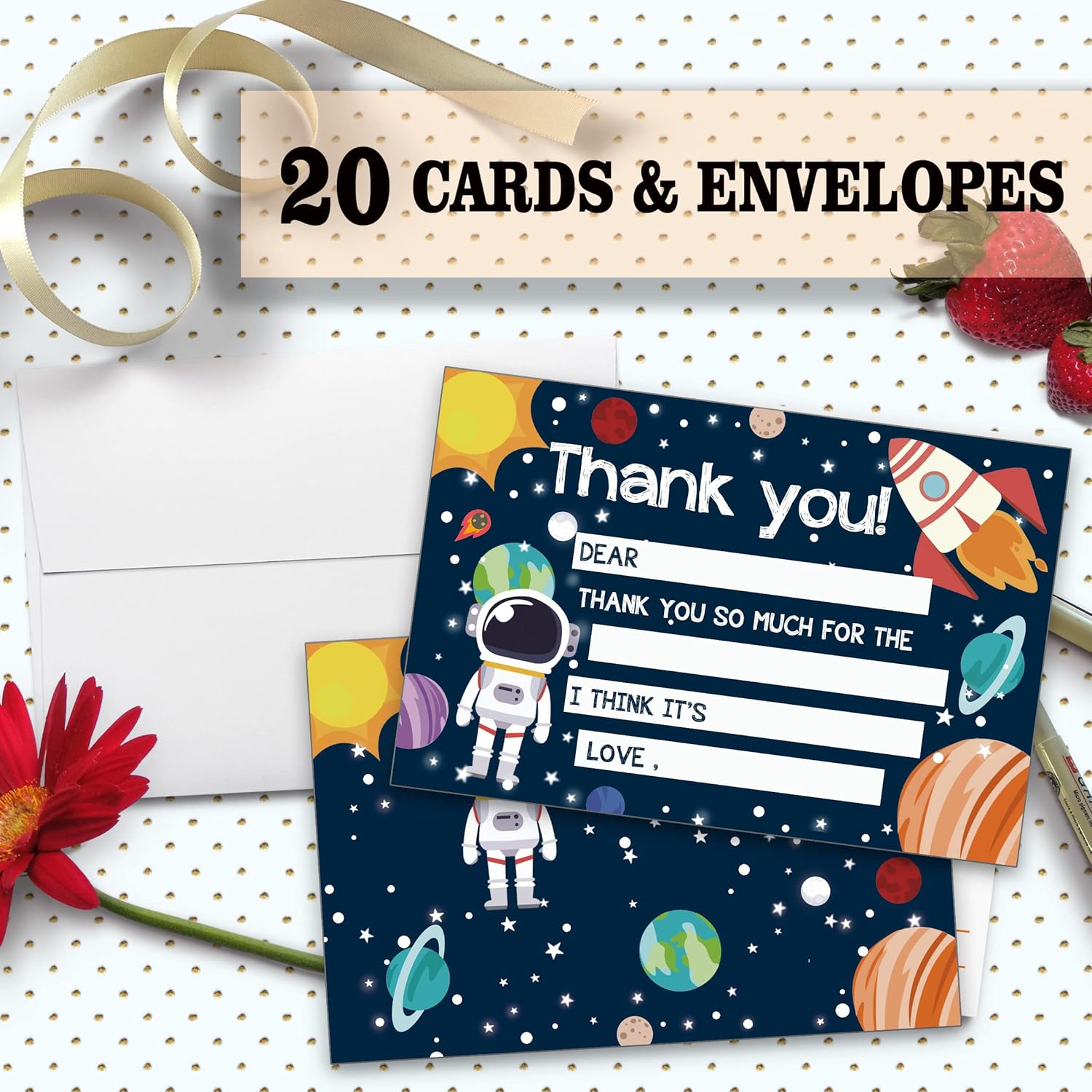 Tarjetas de agradecimiento de cumpleaños, rellena las tarjetas de agradecimiento en blanco para suministros de fiesta de cumpleaños temática