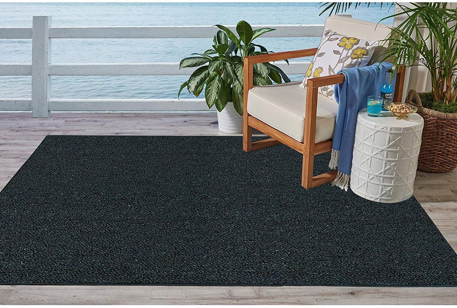 Broadway Collection – Alfombras para interiores y exteriores, aptas para mascotas, color verde oscuro, 2 x 4 pies
