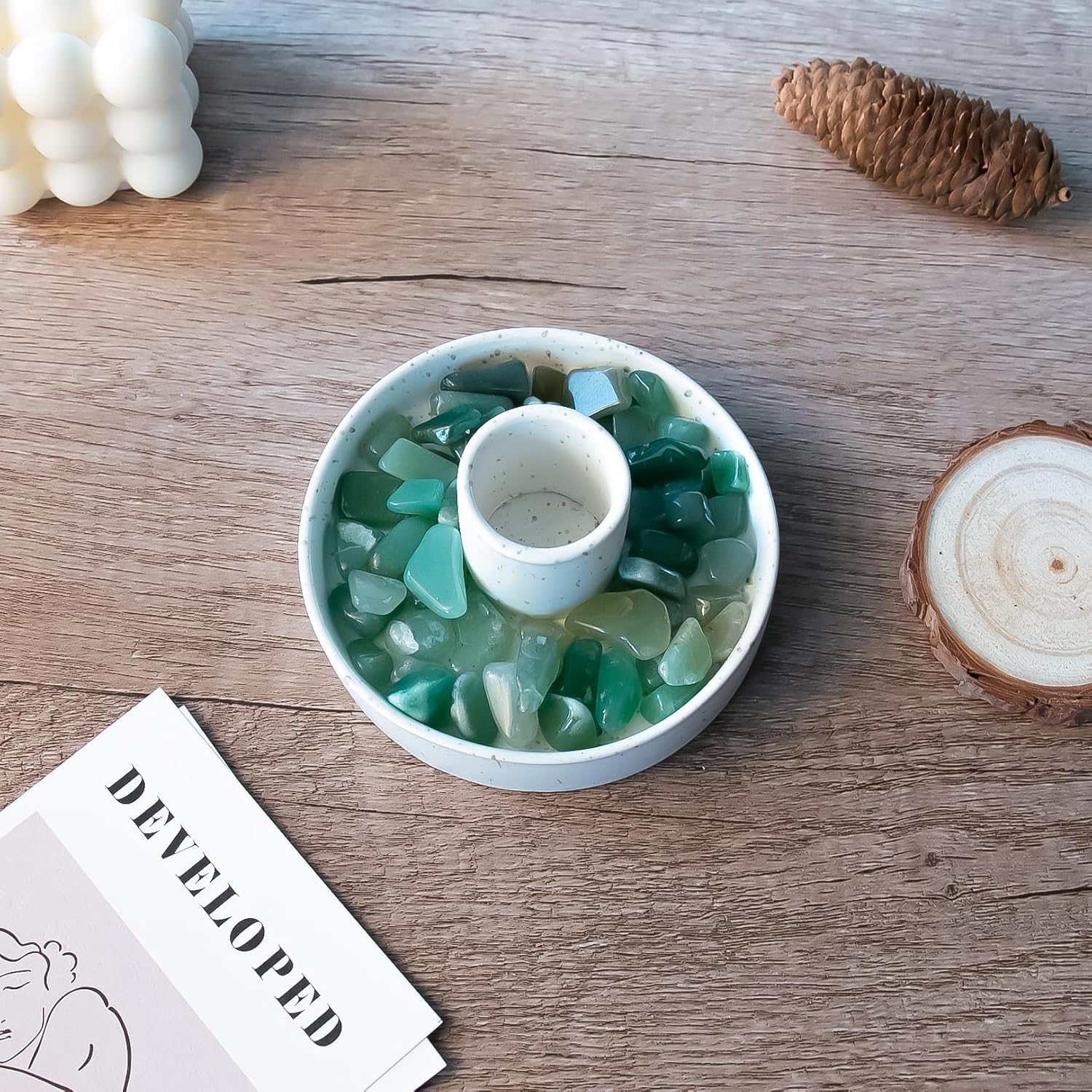 VistaPalette Palo Santo – Quemador de incienso con soporte para palo de Palo Santo, cuenco de incienso de cerámica para palo de palo, soporte de