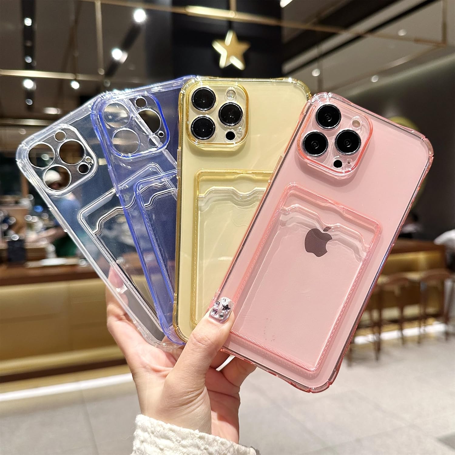 ADCOOG Funda compatible con iPhone 13 Pro, funda protectora transparente con ranura para tarjetas, ajuste delgado, de poliuretano termoplástico