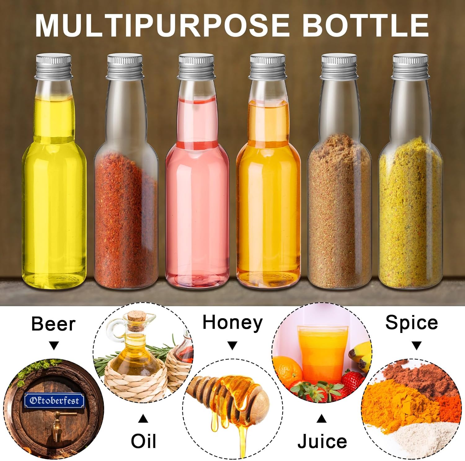 120 botellas pequeñas de licor herméticas, botellas vacías de plástico con embudos para recuerdos de fiesta, bodas (3.3 onzas, plateado)