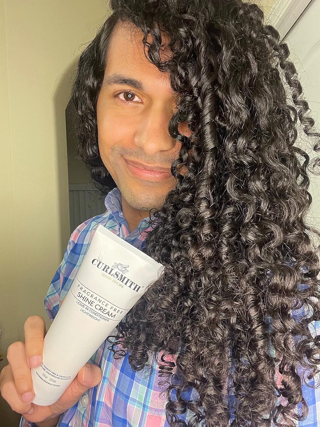 CURLSMITH – Shine Cream, acondicionador sin enjuague, hidratante, sensible, sin fragancia para todo tipo de rizos y cabello, vegano (8 fl oz)