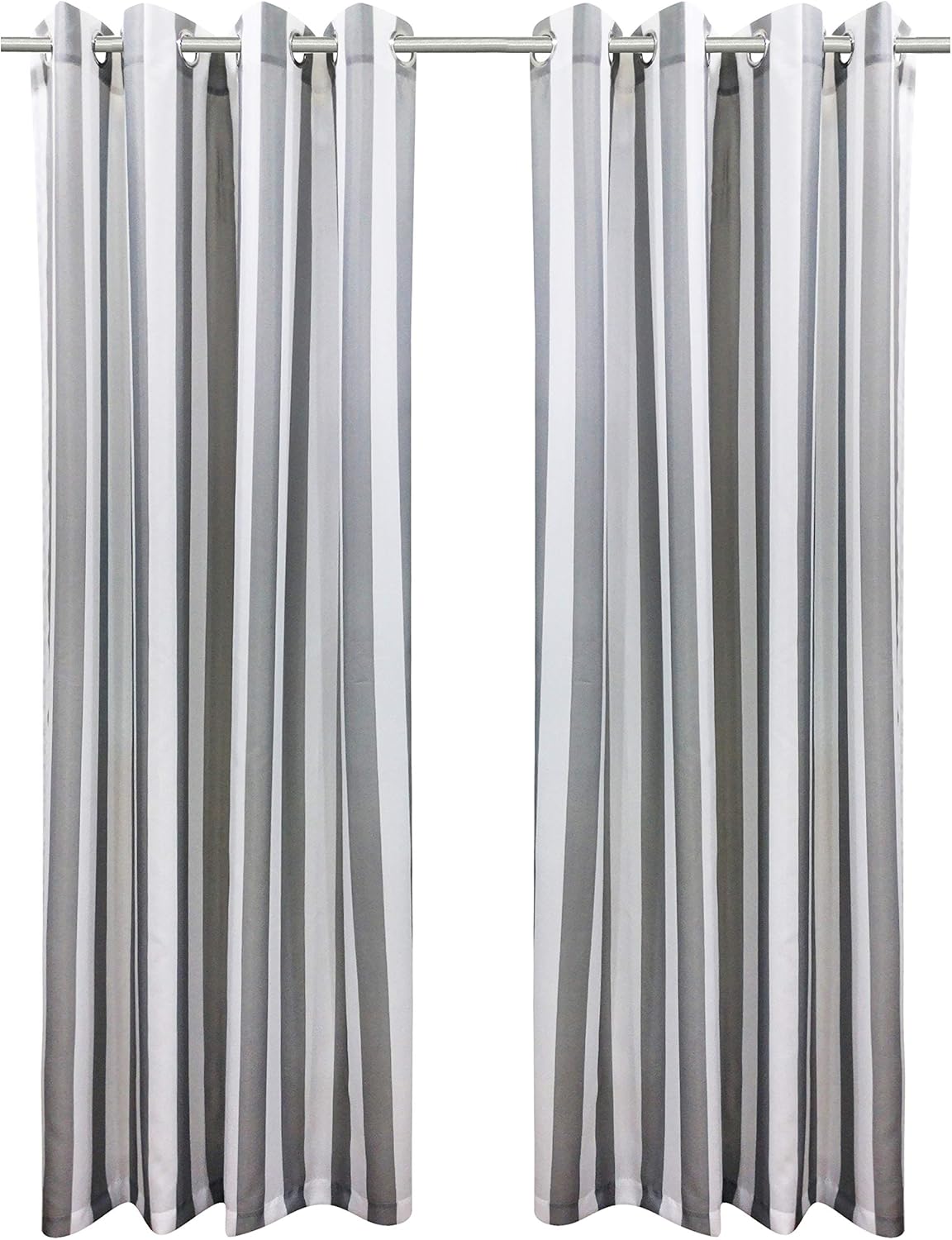 Loft Living Seaside Stripe – Panel de cortina con ojales para interiores y exteriores, par cada uno de 50 x 96 pulgadas en gris aleación