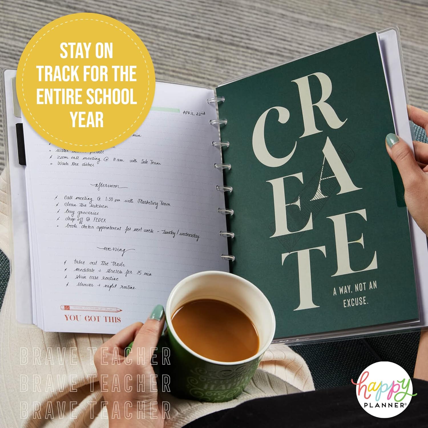 Happy Planner – Cuaderno con divisores para el trabajo, la escuela o el diario, cuaderno encuadernado en disco para uso diario, 60 hojas de papel