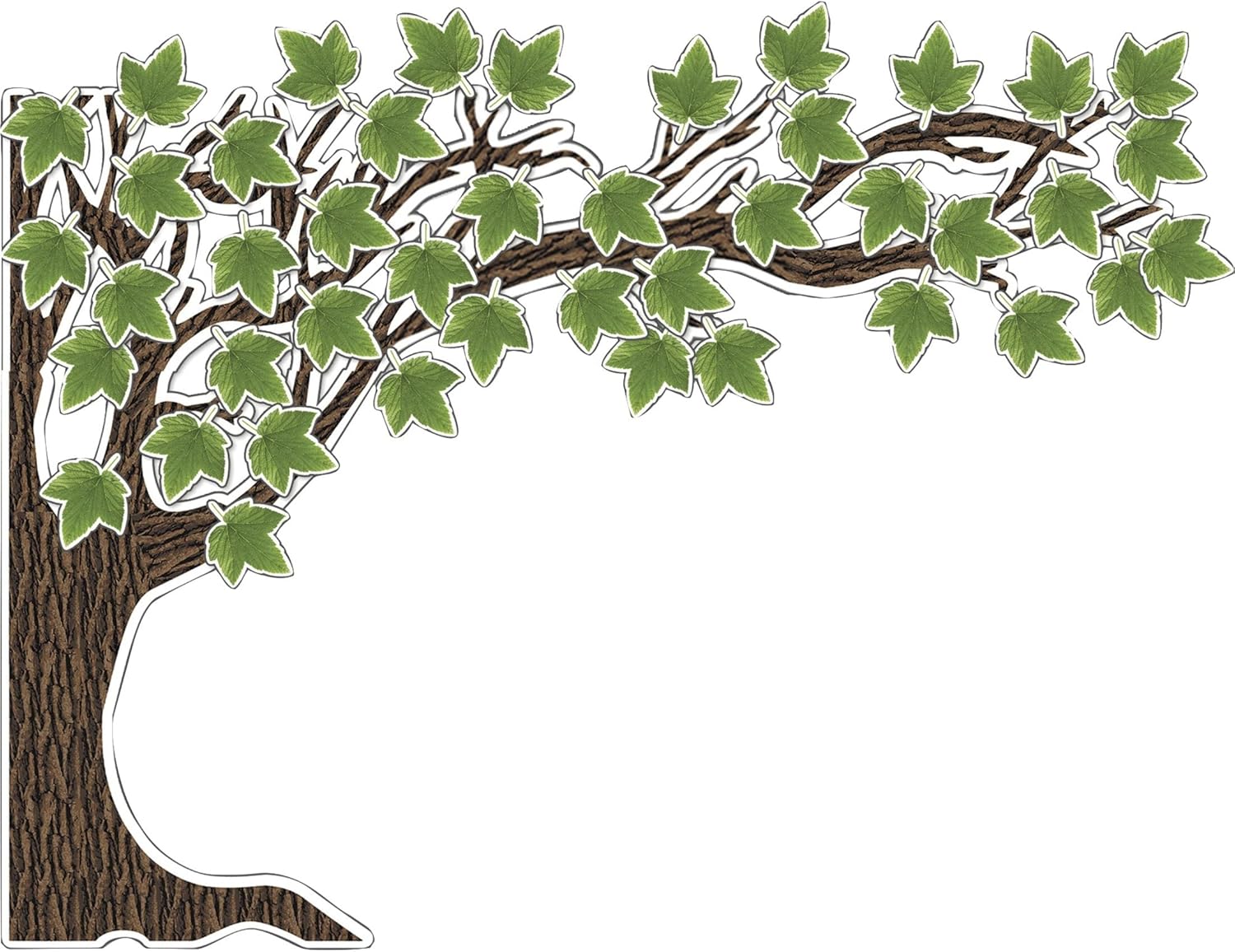 Schoolgirl Style Woodland Whimsy – Juego de tablones de anuncios, recorte de árbol grande de 6 piezas con hojas verdes para tablones de anuncios,