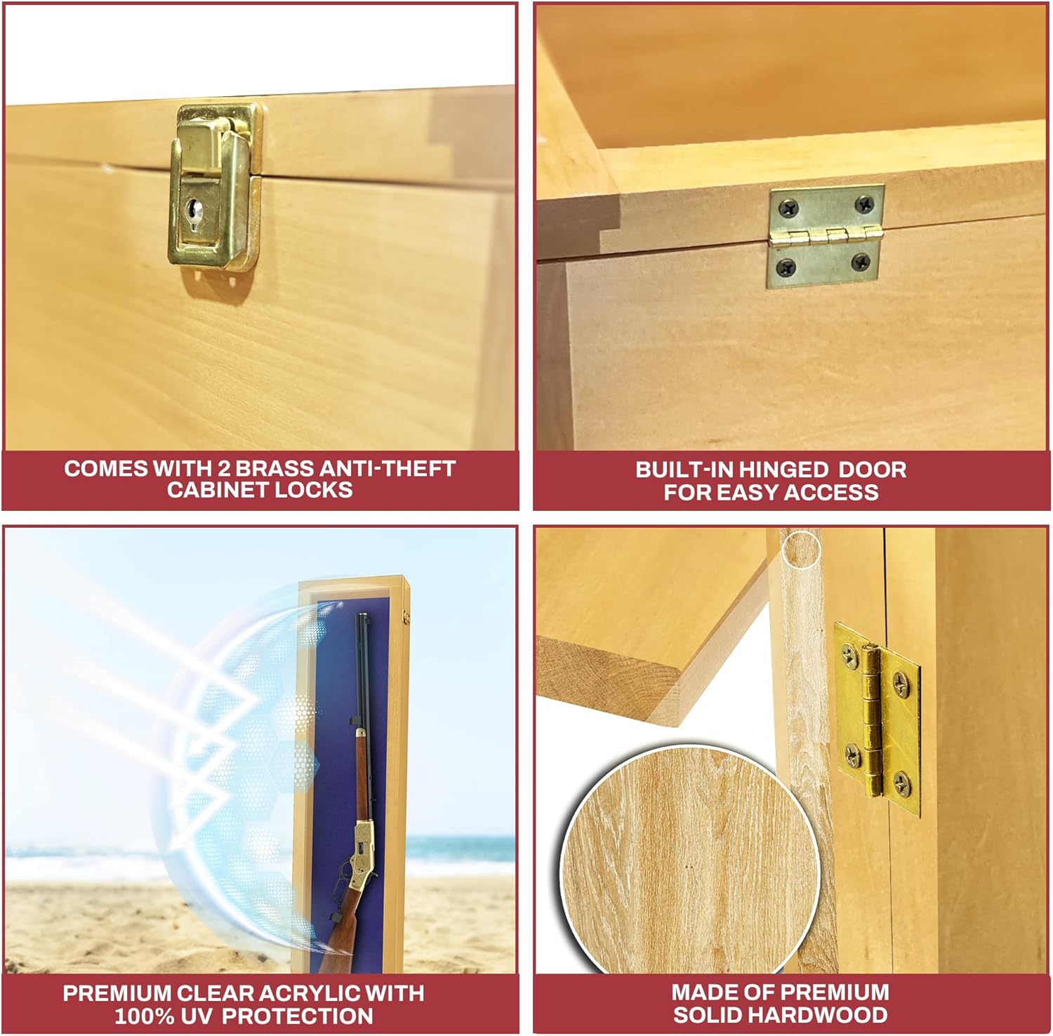 Vitrina de pistola  Vitrina de rifle con cerradura  Armarios de armas para rifles y escopetas  Montaje en pared de espada, vitrina de montaje en